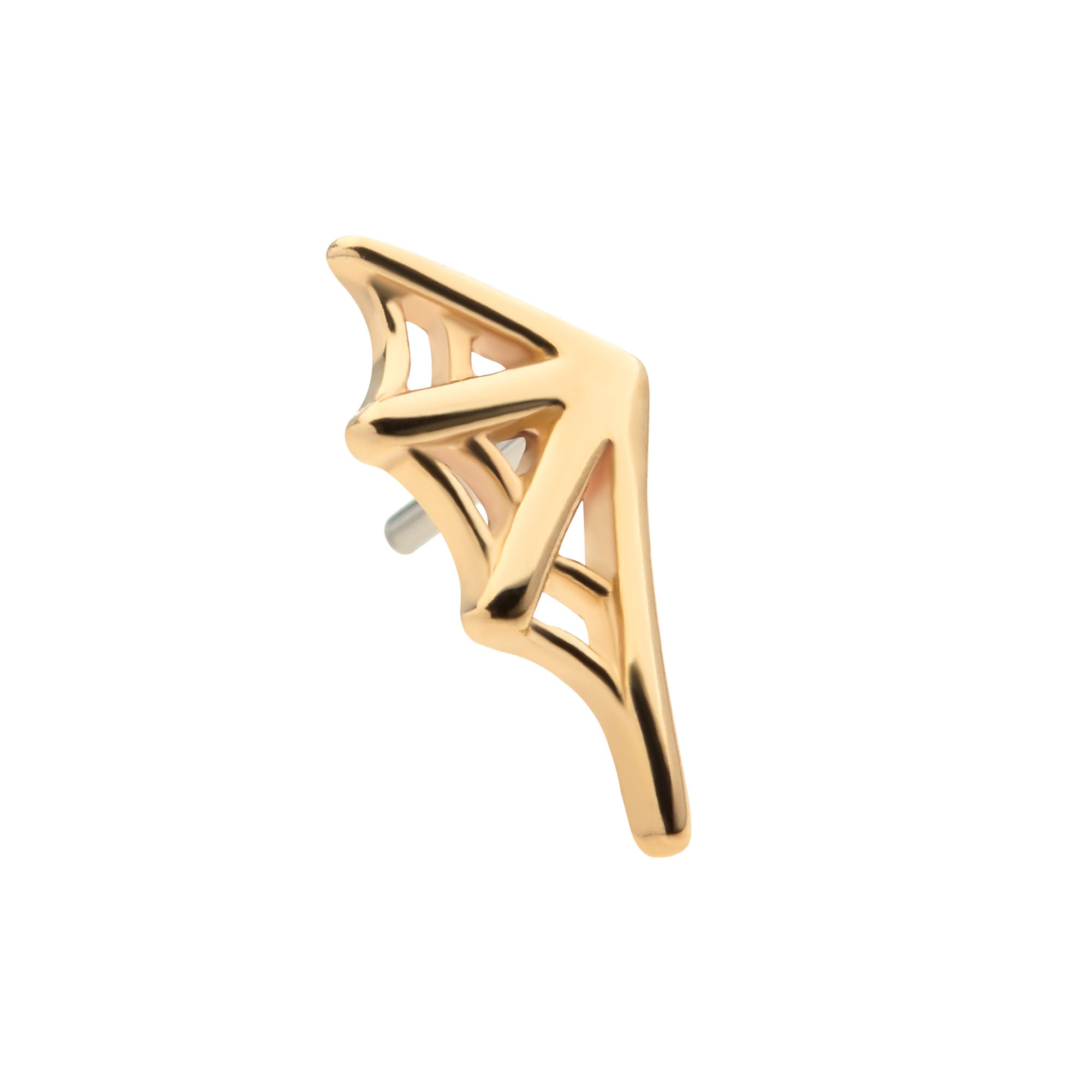 14Kt Yellow Gold Threadless Spiderweb Top (Left Ear)