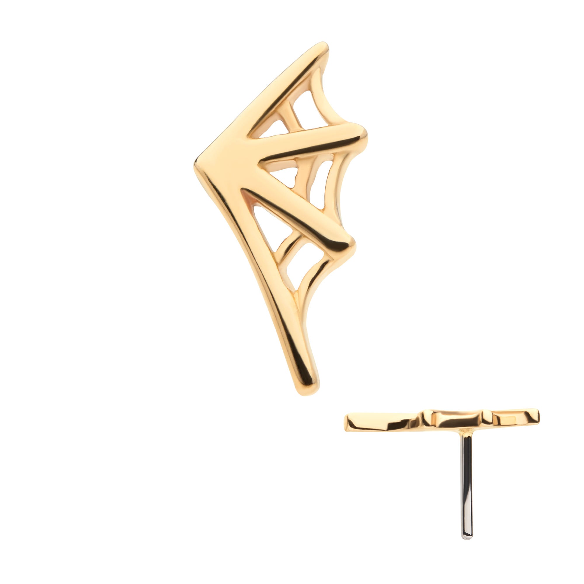 14kt Yellow Gold Threadless Spiderweb Top (Right Ear)