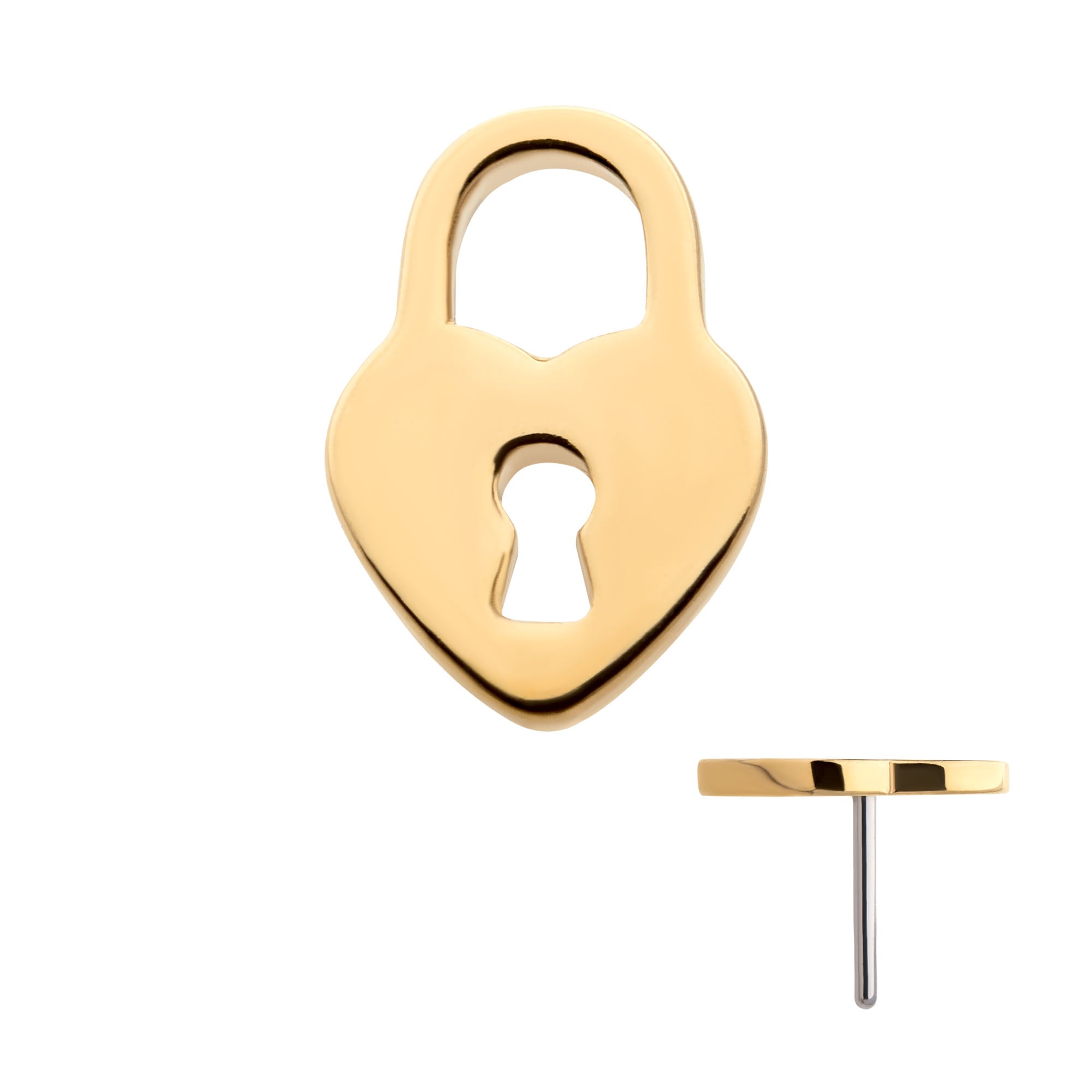 14kt Yellow Gold Threadless Heart Shaped Lock Top
