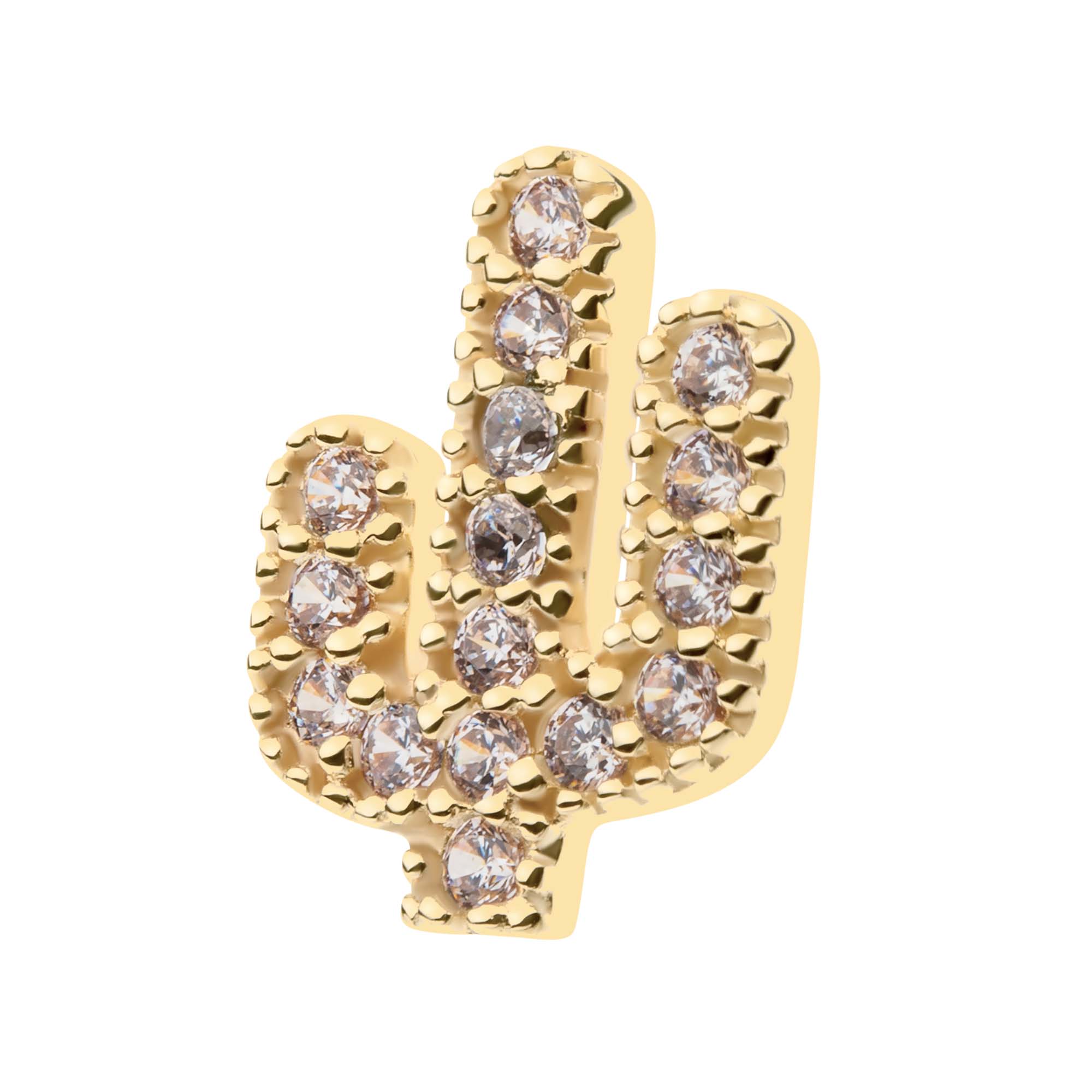 14kt Yellow Gold Threadless CZ Cactus Top Clear
