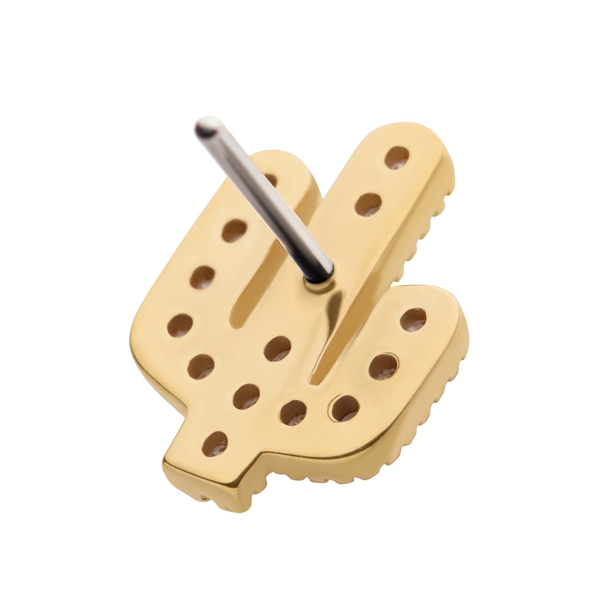 14kt Yellow Gold Threadless Emerald CZ Cactus Top