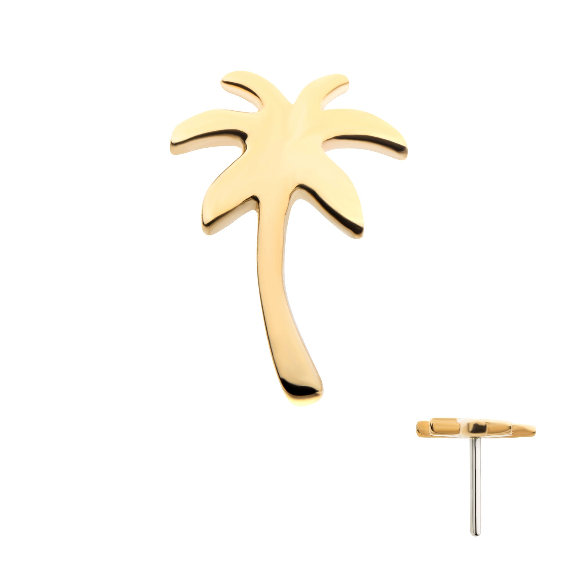 14kt Yellow Gold Threadless Palm Tree Top