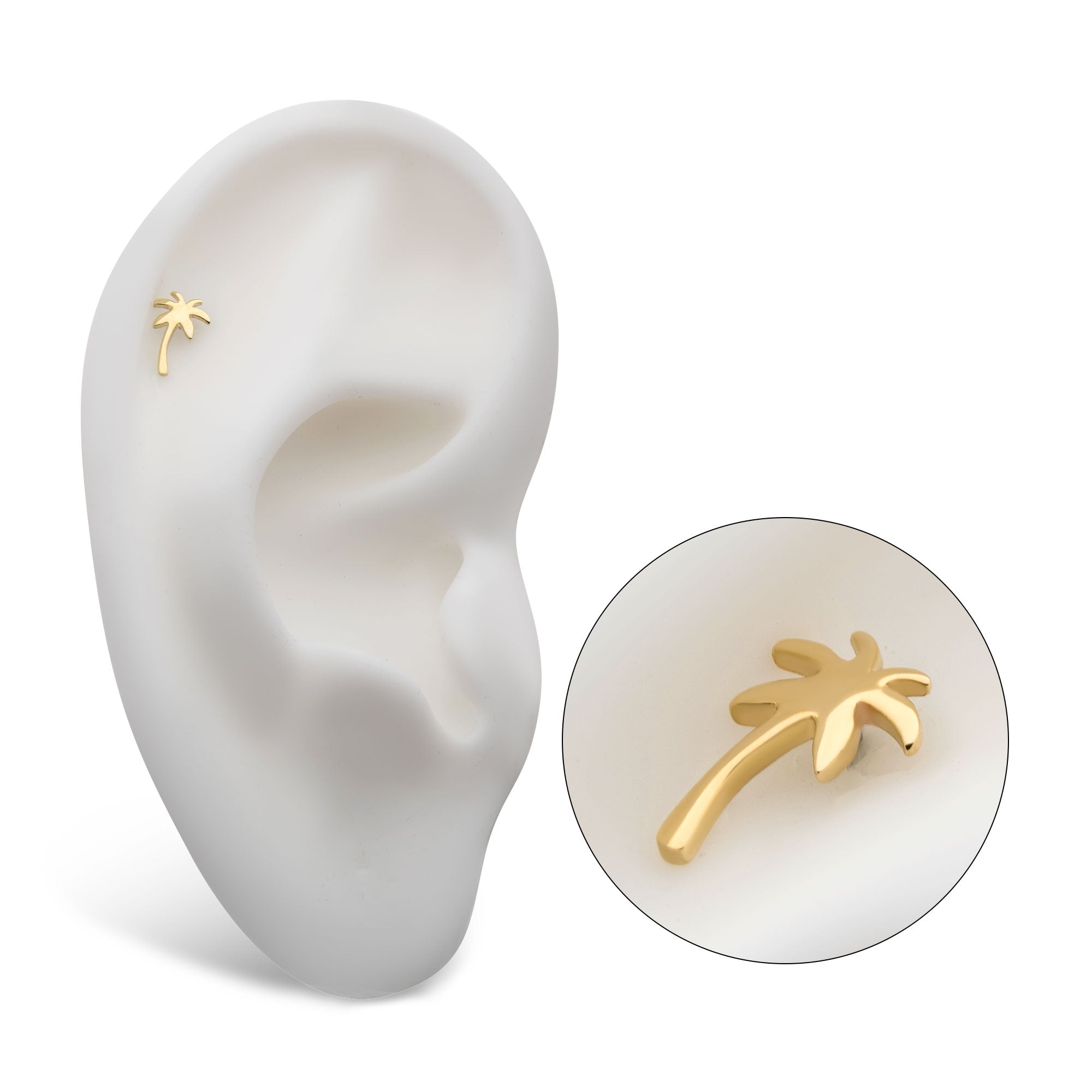 14kt Yellow Gold Threadless Palm Tree Top