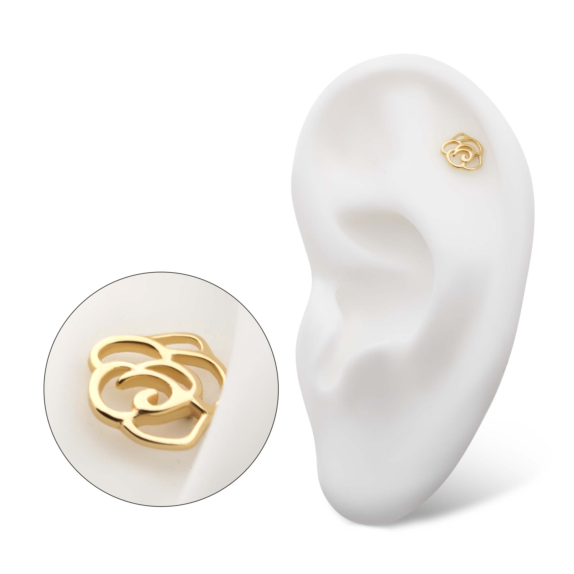 14kt Yellow Gold Threadless Rose Top