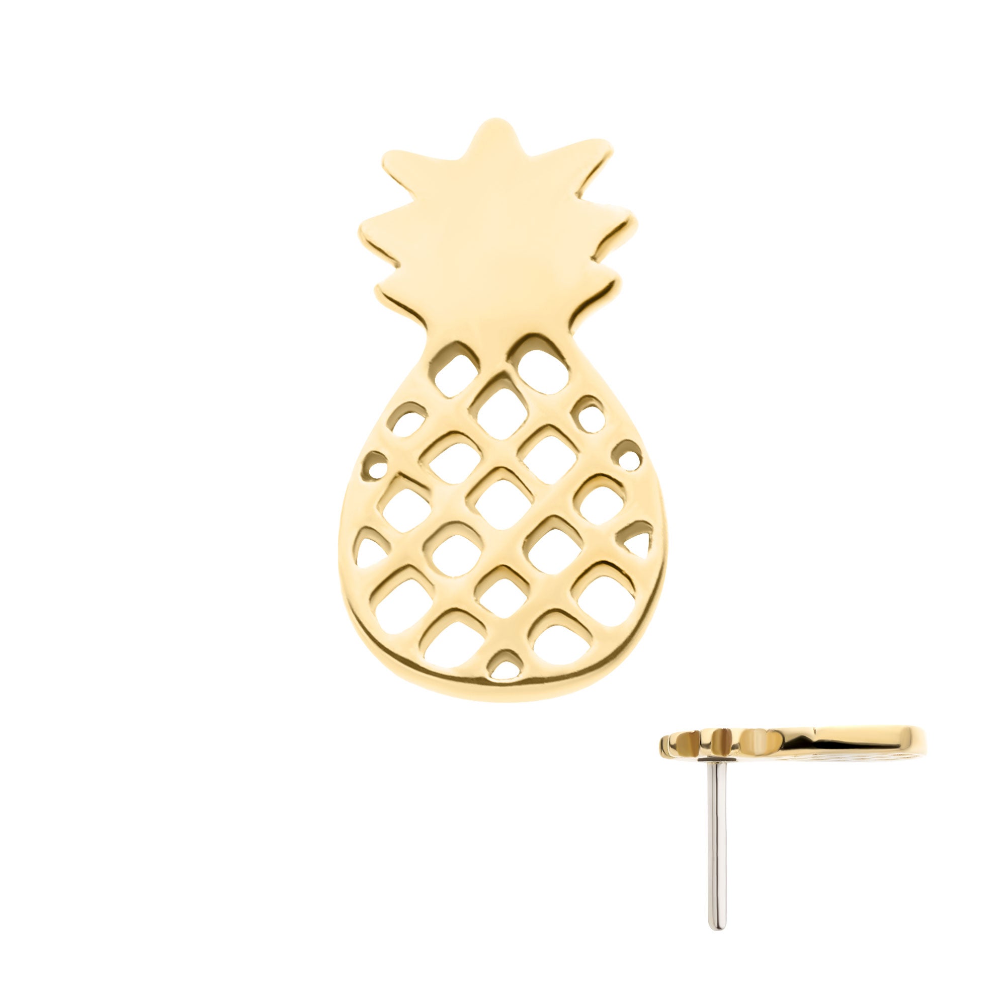 14kt Yellow Gold Threadless Pineapple Top