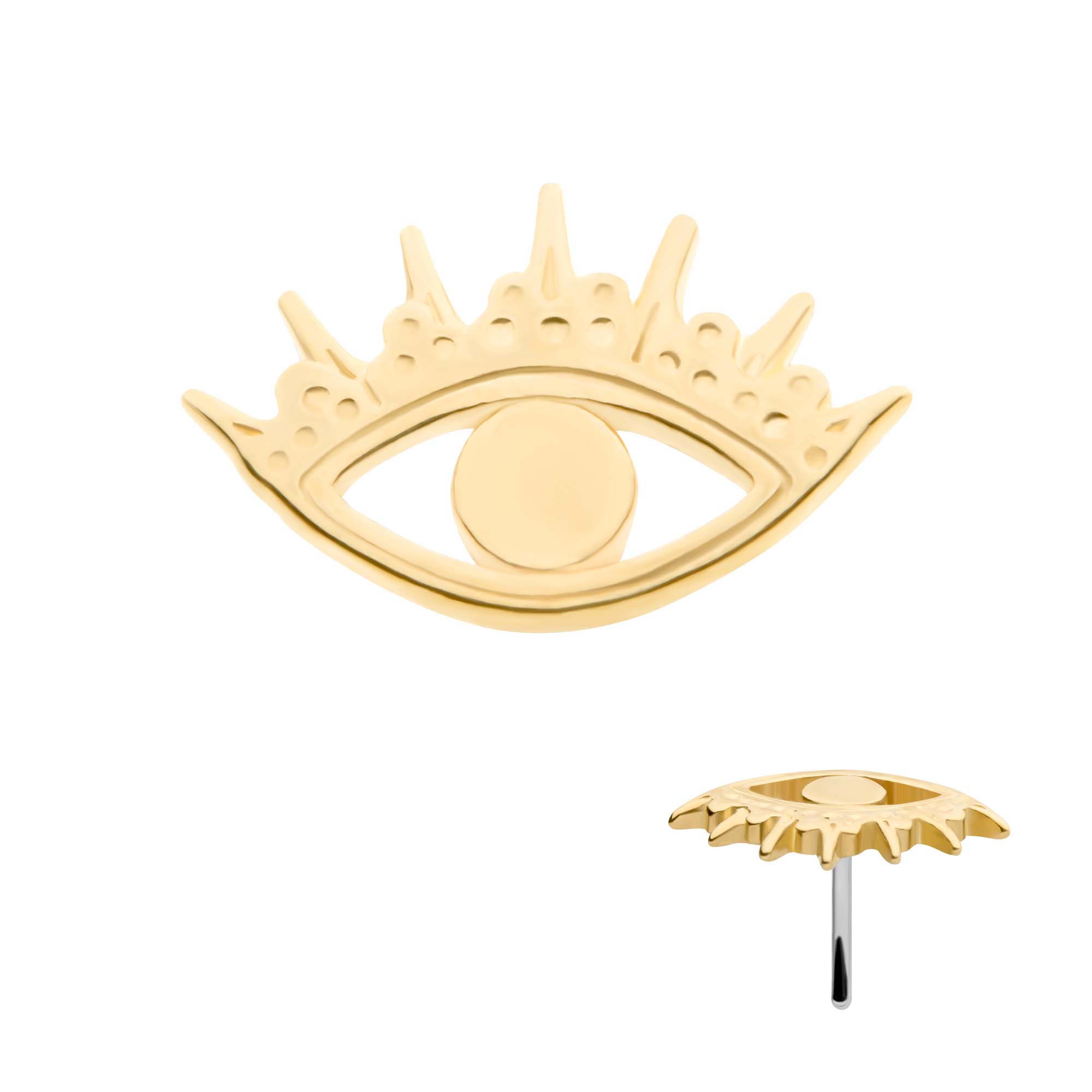 14kt Yellow Gold Threadless Evil Eye Top