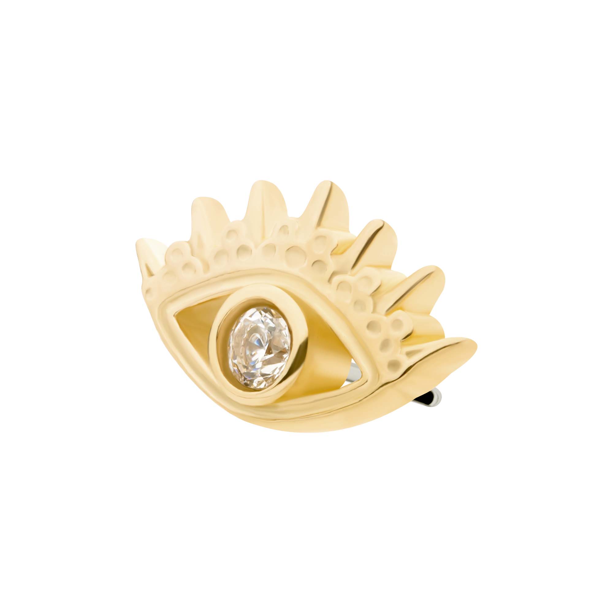 14kt Yellow Gold Threadless CZ/Opal Evil Eye Top Clear