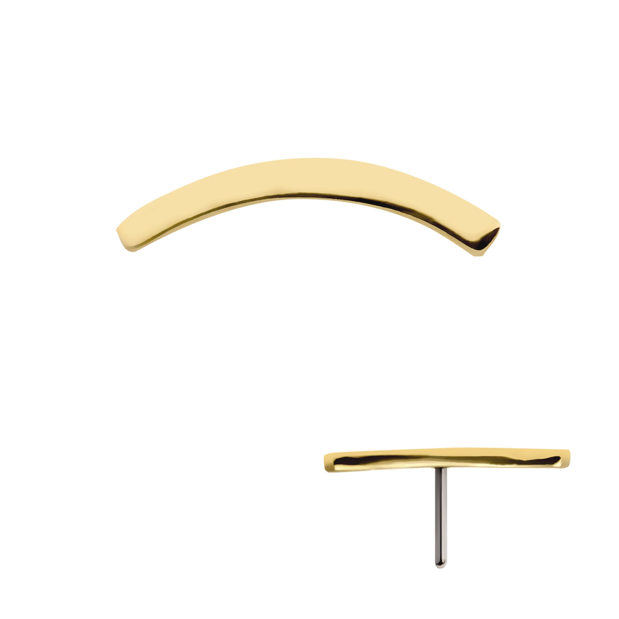 14kt Yellow Gold Threadless Curved Bar Top