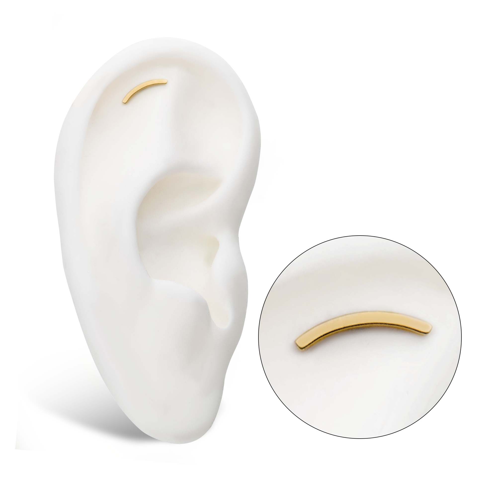 14kt Yellow Gold Threadless Curved Bar Top