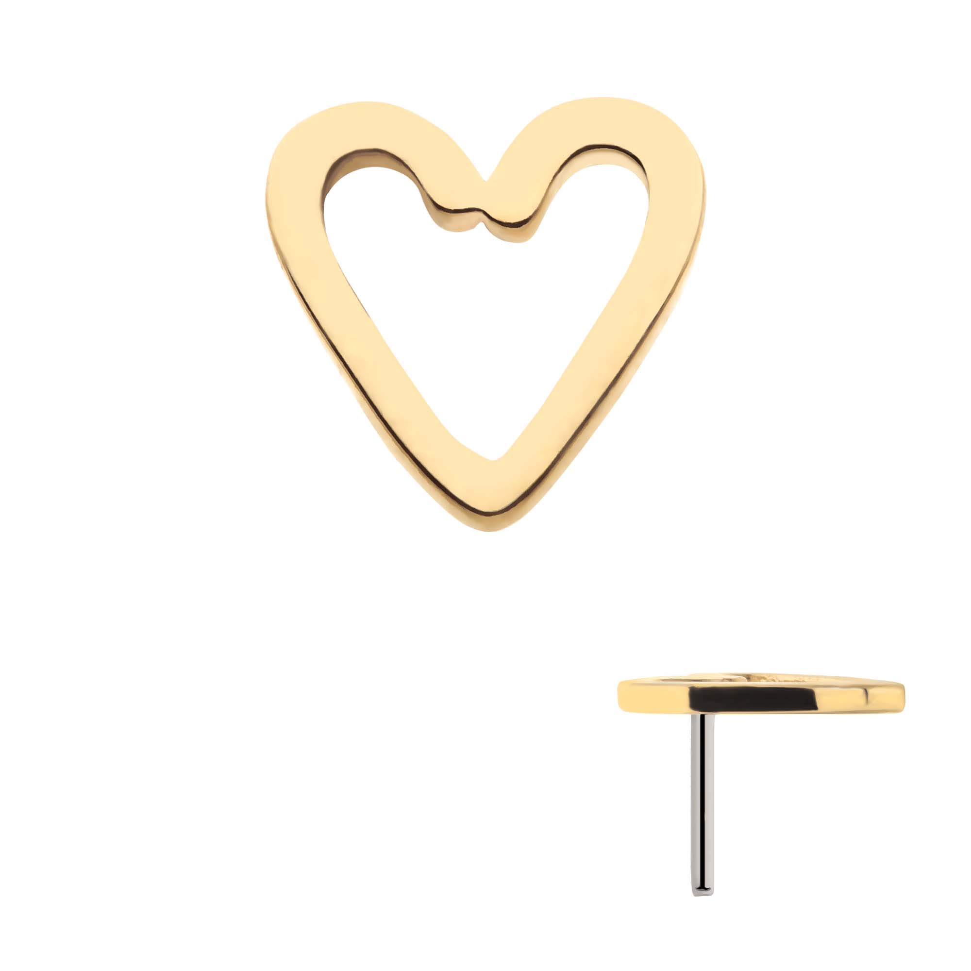 14kt Yellow Gold Threadless Cut Out Heart Top
