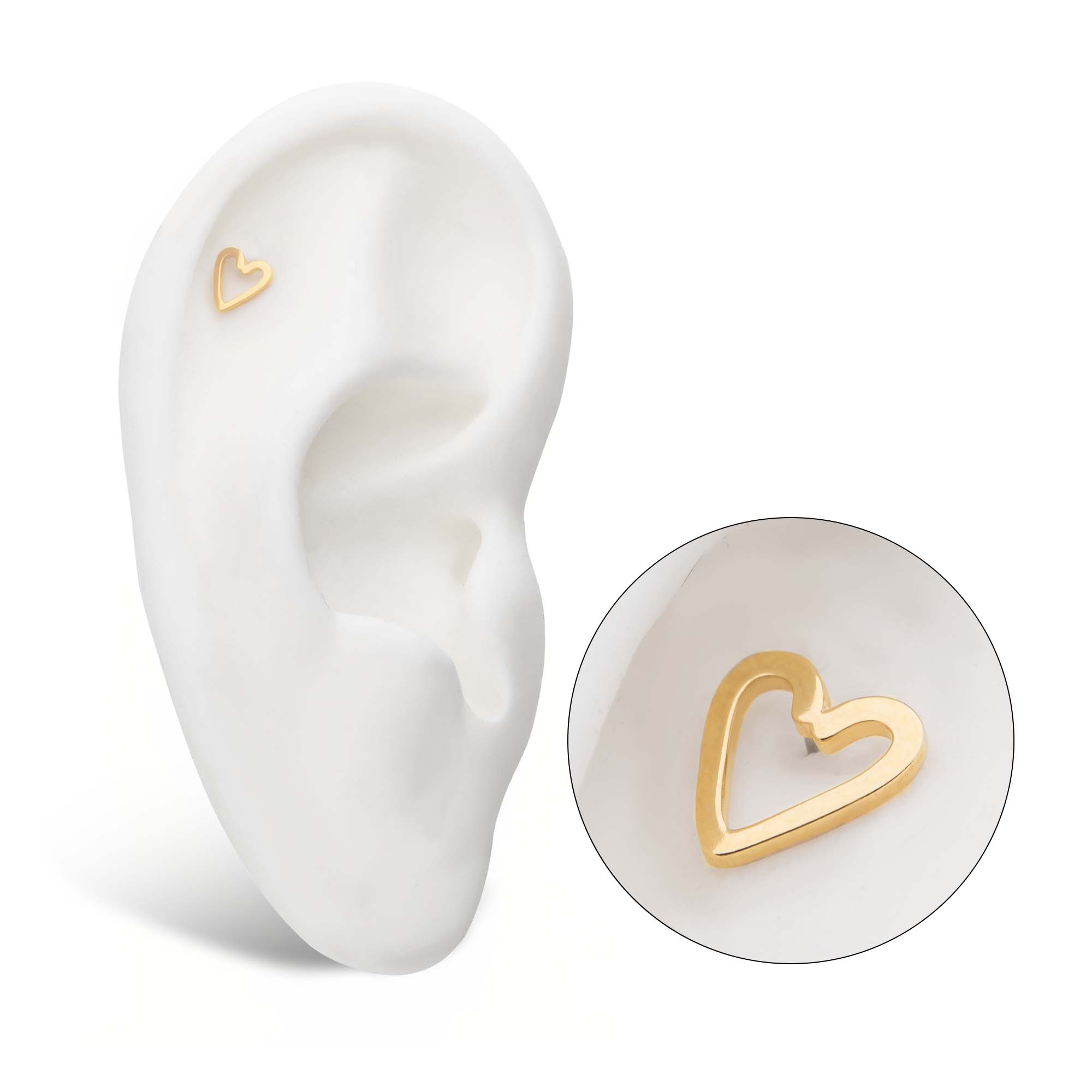 14kt Yellow Gold Threadless Cut Out Heart Top