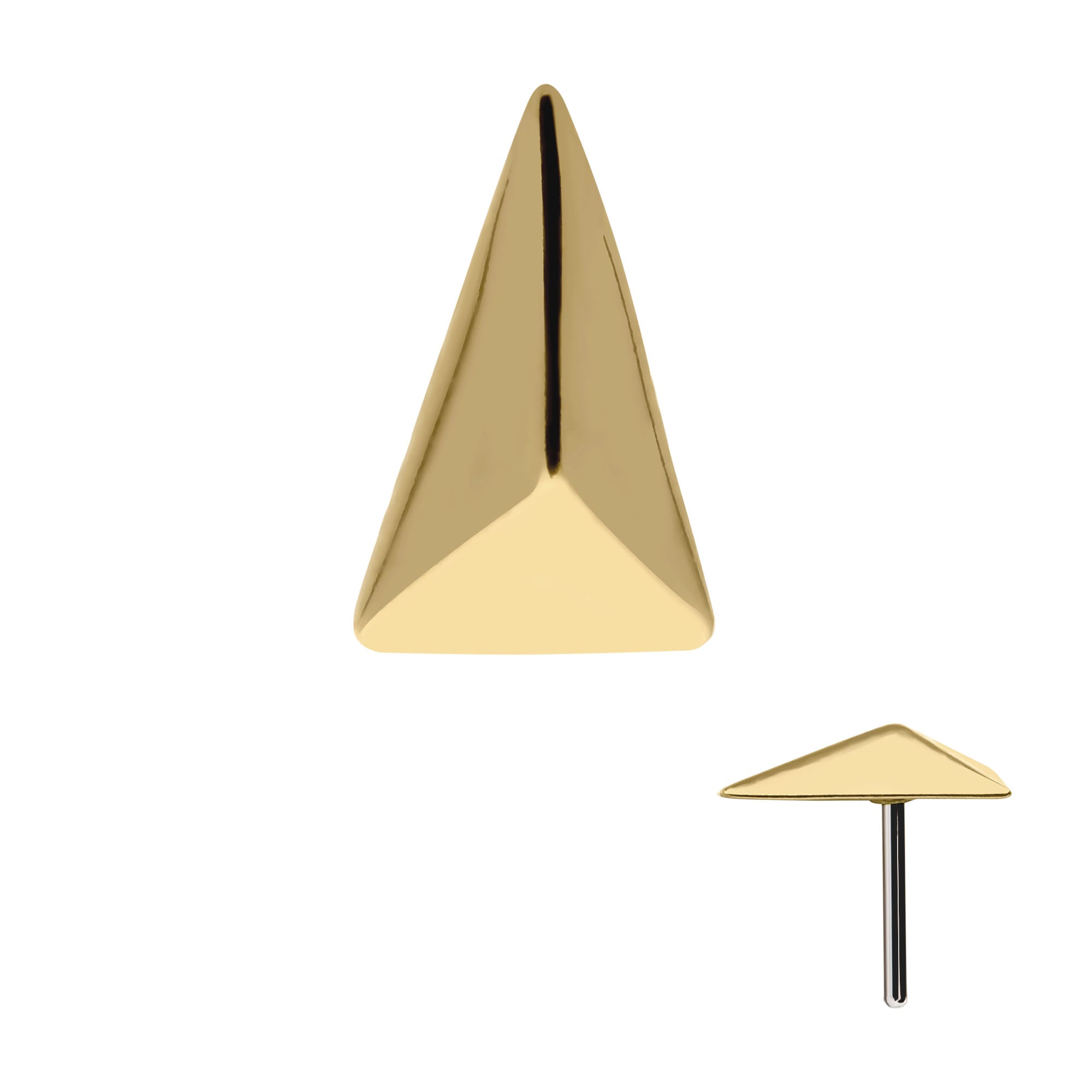 14kt Yellow Gold Threadless with Tall Pyramid Top