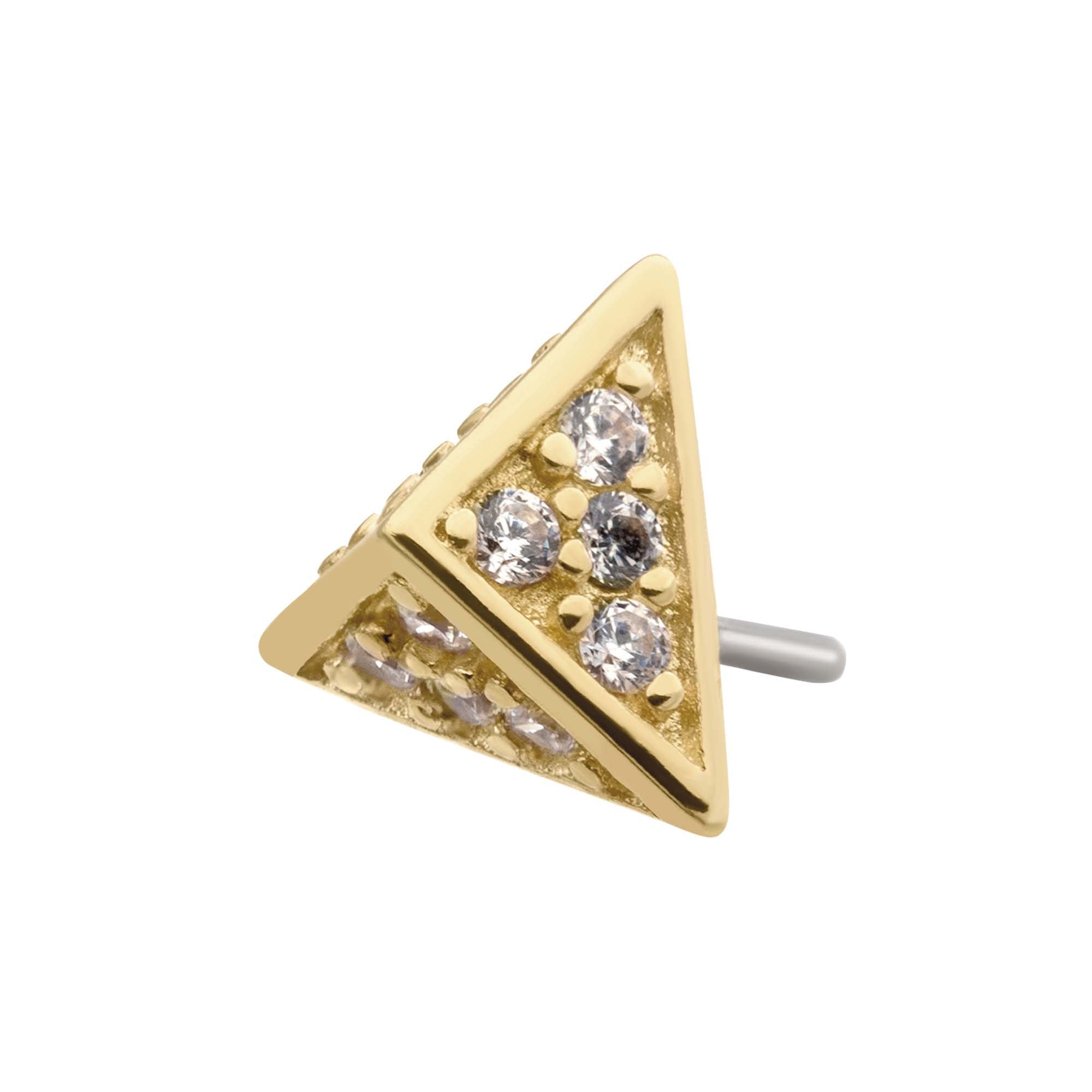14kt Yellow Gold Threadless Prong Set CZ Short Pyramid Top