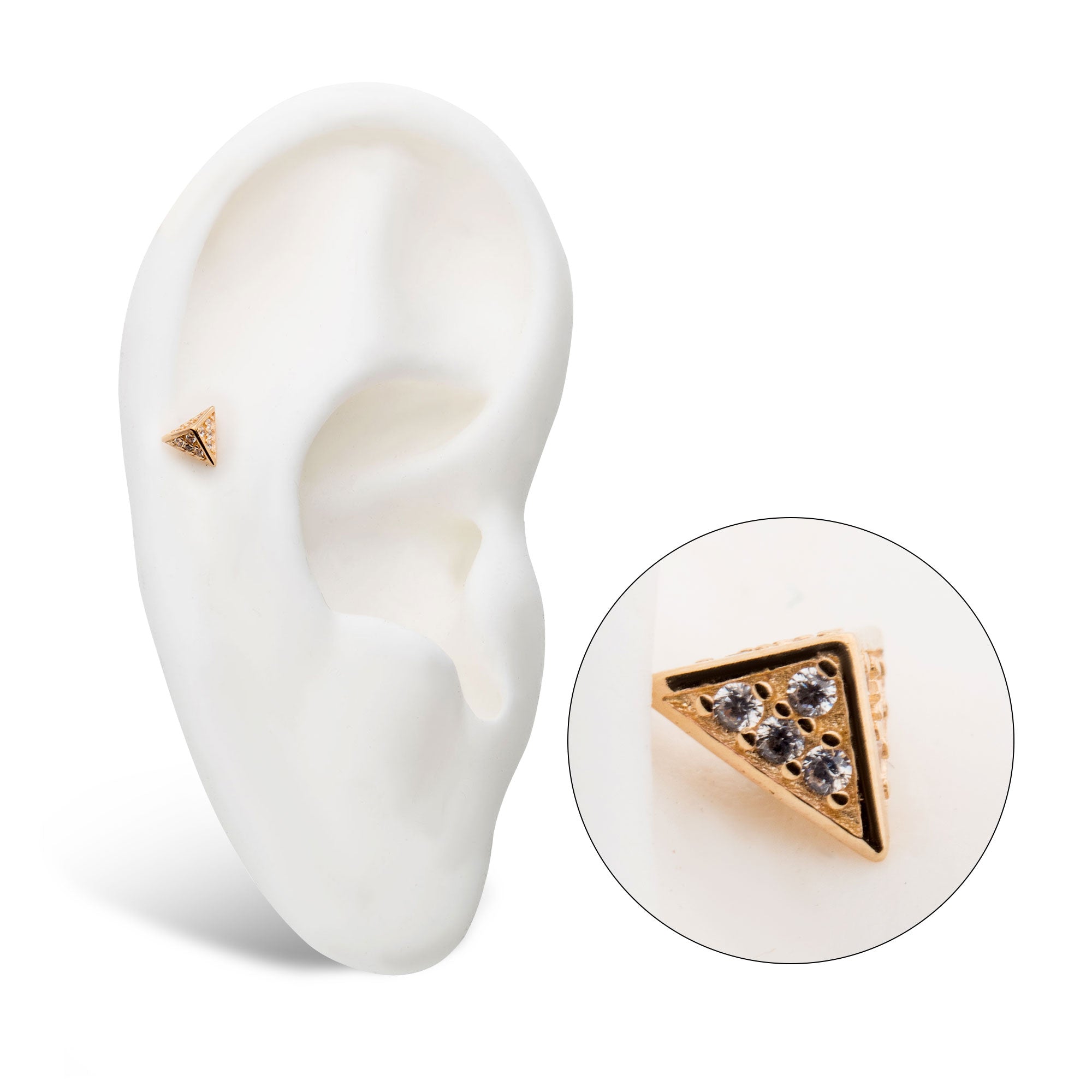 14kt Yellow Gold Threadless Prong Set CZ Short Pyramid Top