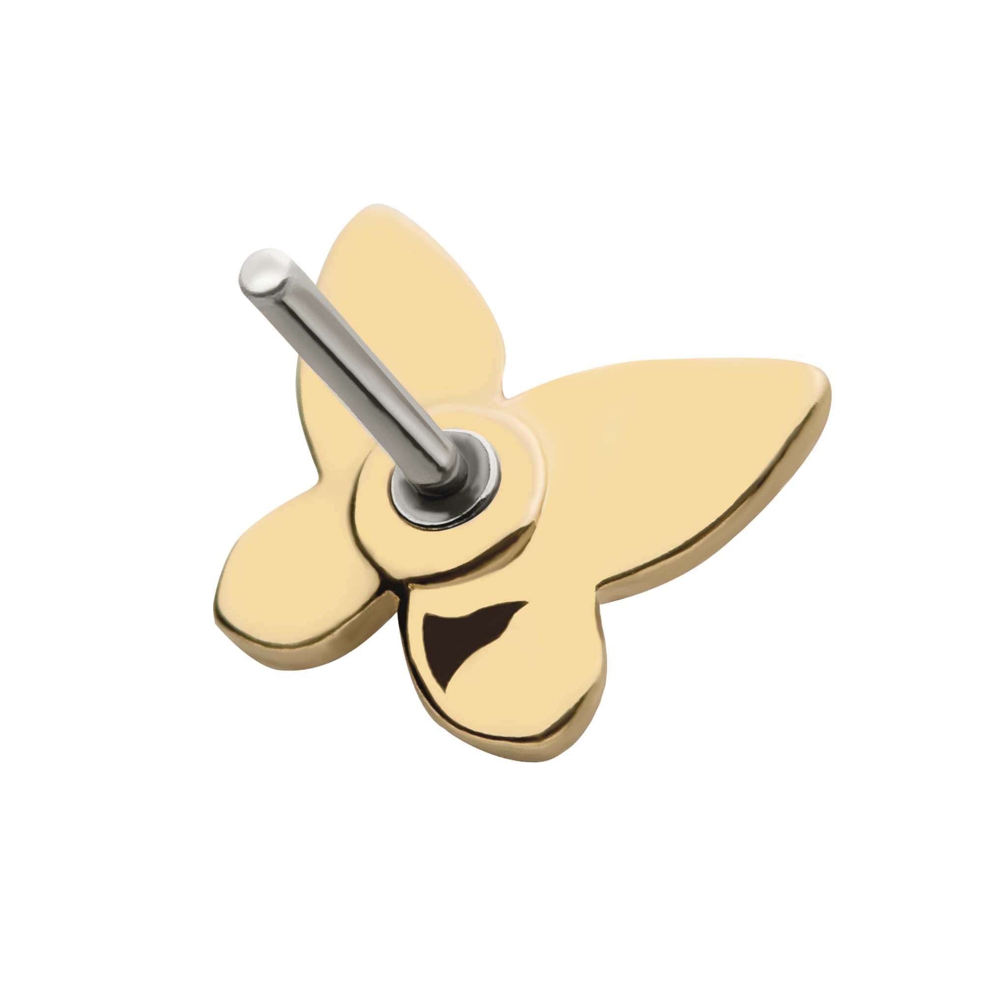 14kt Yellow Gold Threadless 3D Butterfly Top