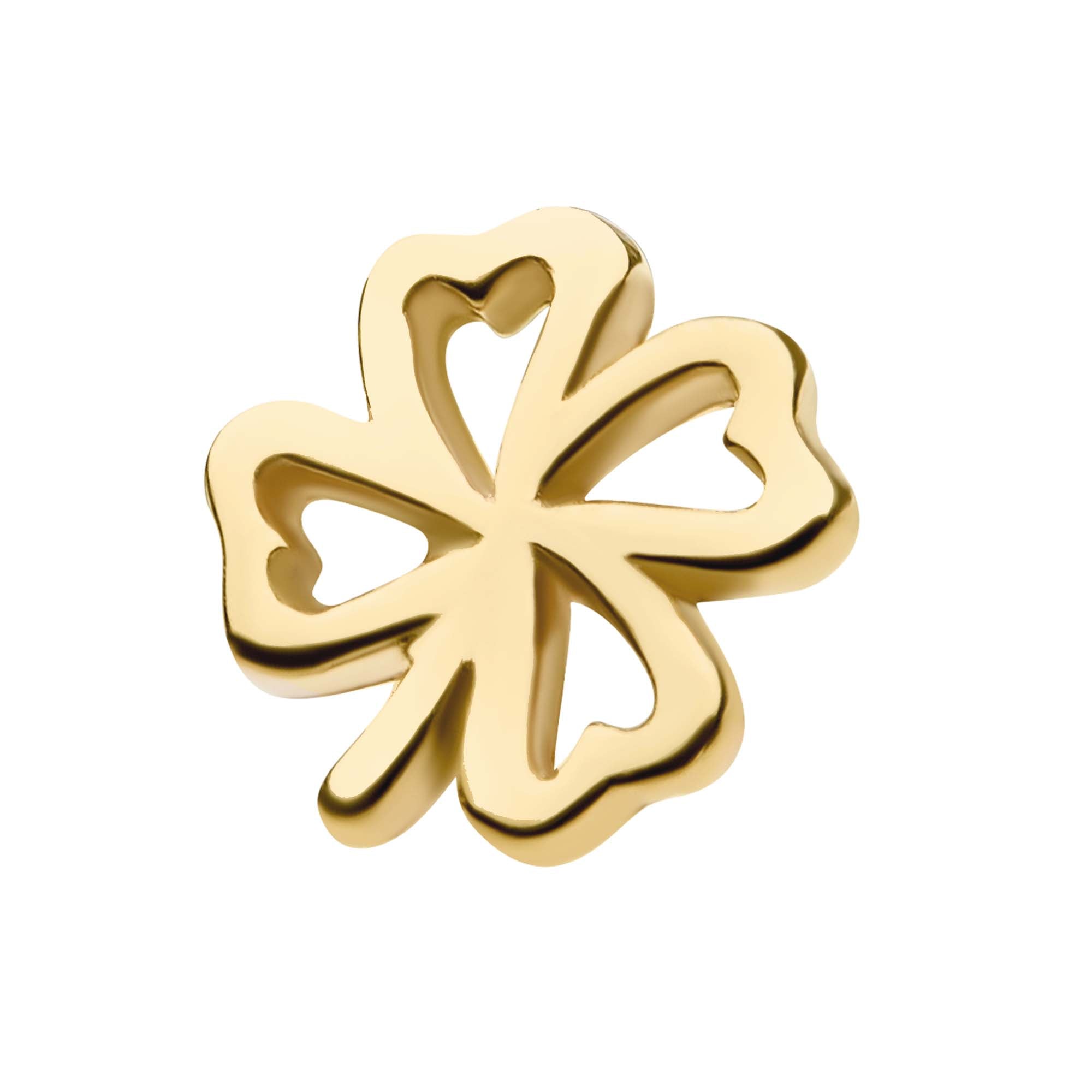 14kt Yellow Gold Threadless 4-Leaf Cut Out Clover Top