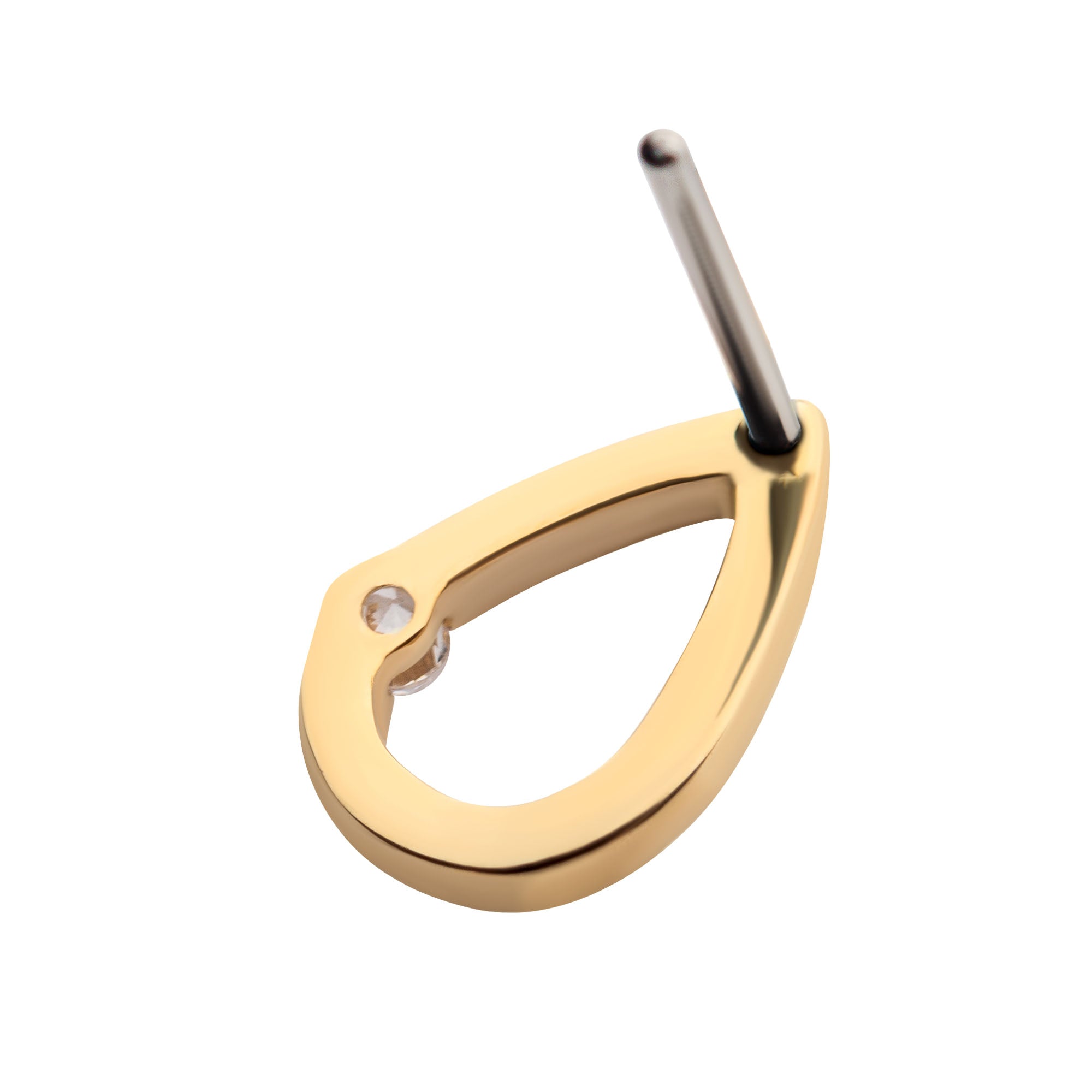 14kt Yellow Gold Threadless Round CZ Cut Out Teardrop Top