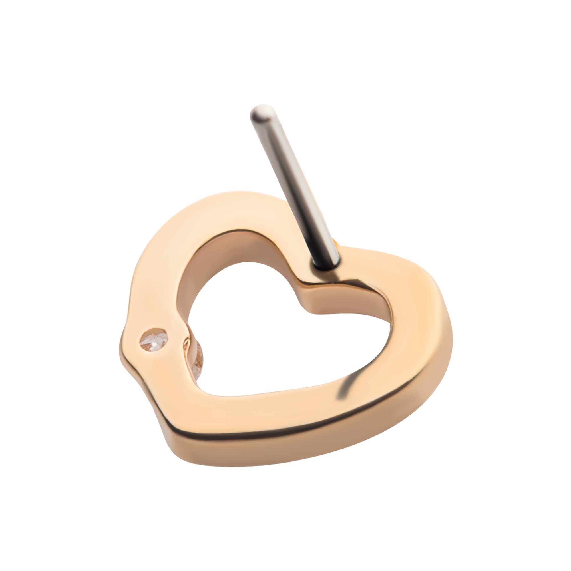 14kt Yellow Gold Threadless Round CZ Cut Out Heart Top