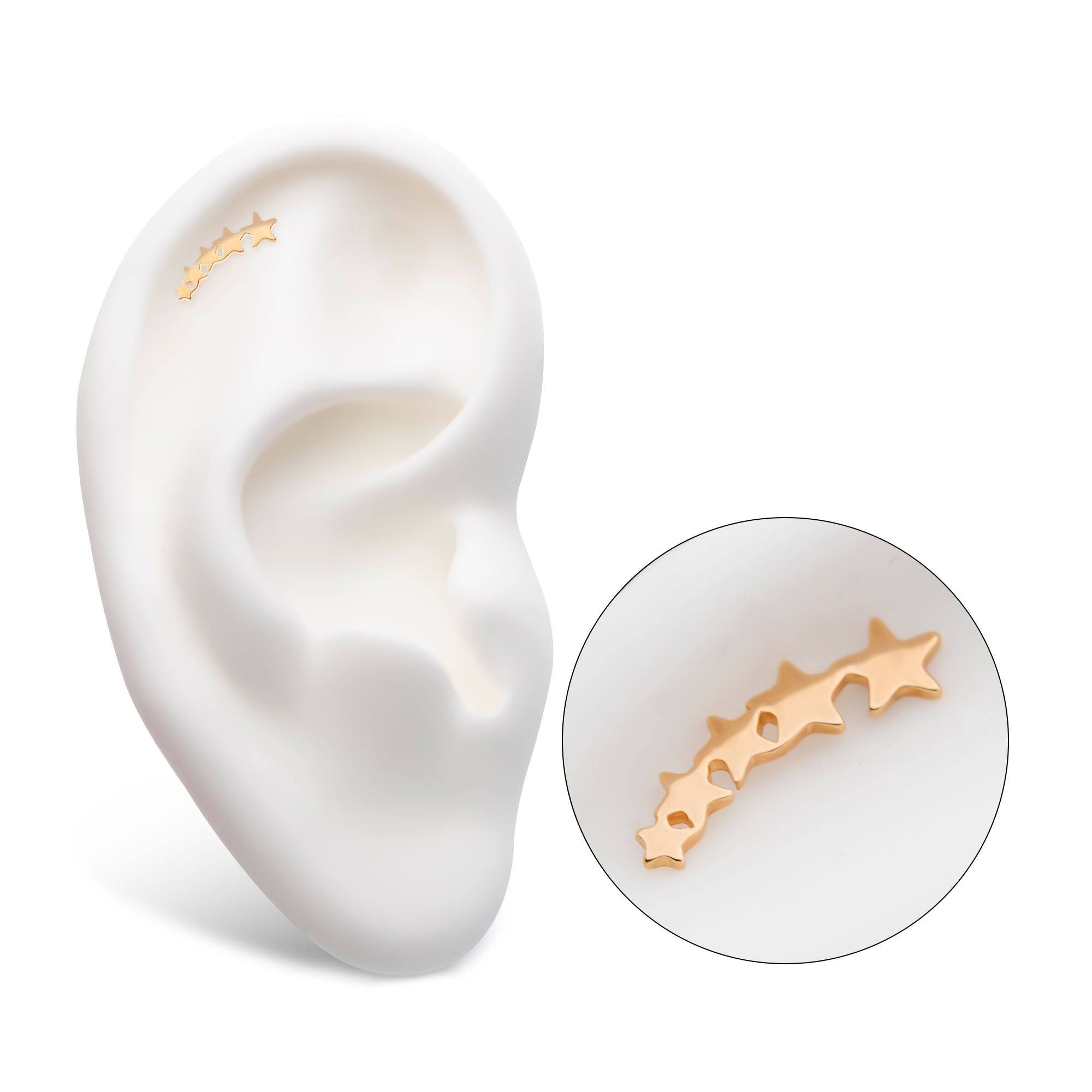 14kt Yellow Gold Threadless 5-Cluster Star Top