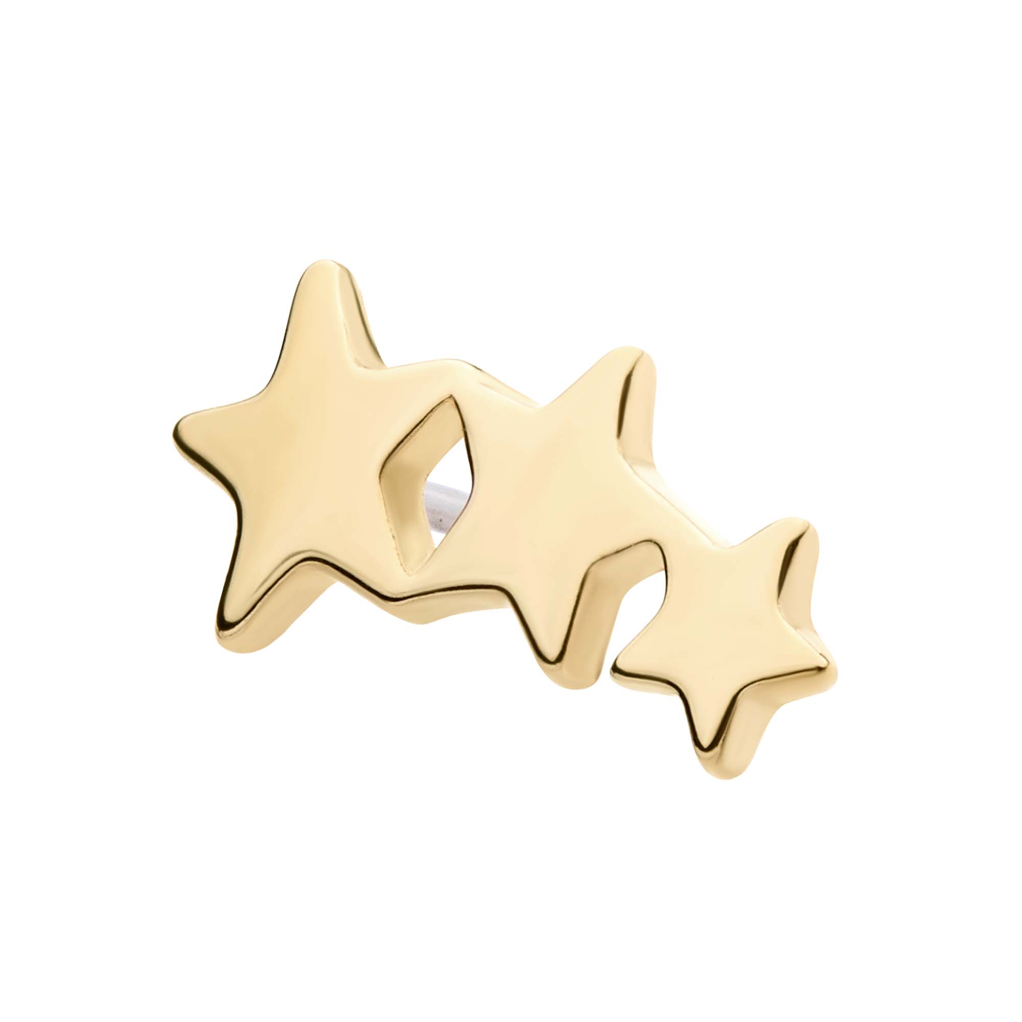 14kt Yellow Gold Threadless 3-Cluster Star Top