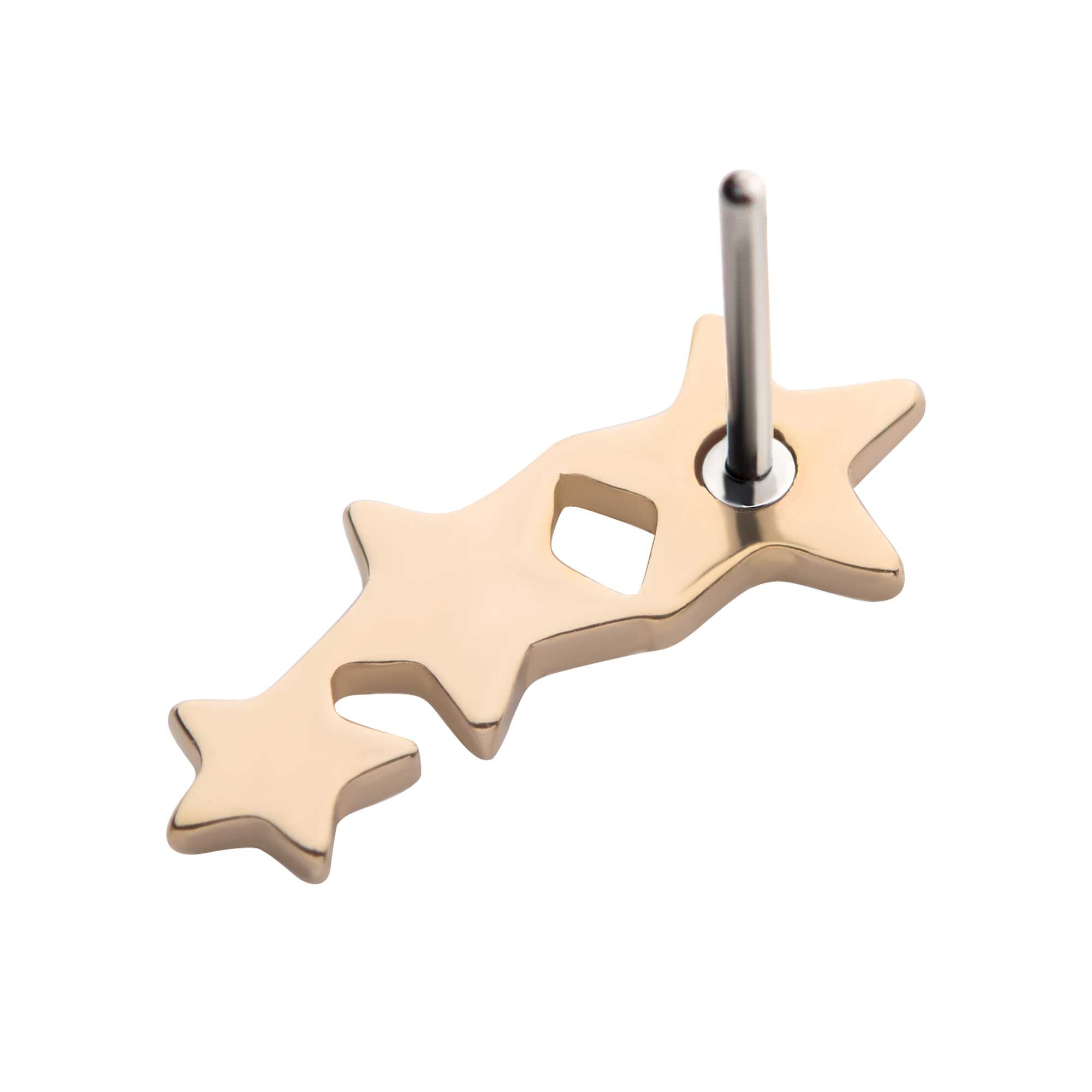 14kt Yellow Gold Threadless 3-Cluster Star Top