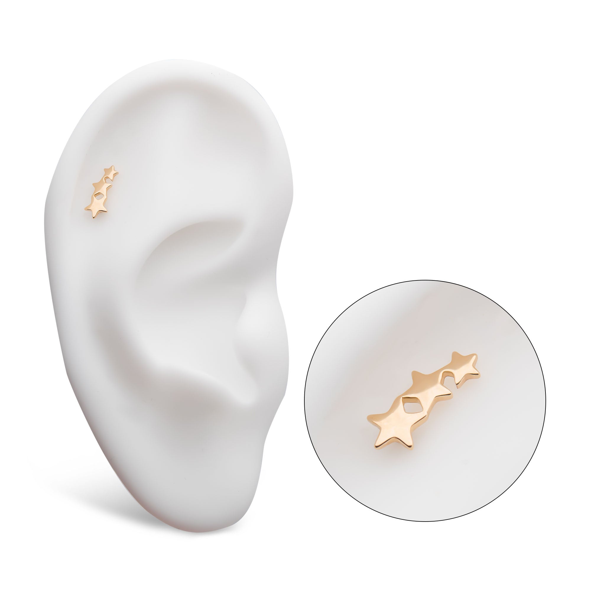 14kt Yellow Gold Threadless 3-Cluster Star Top