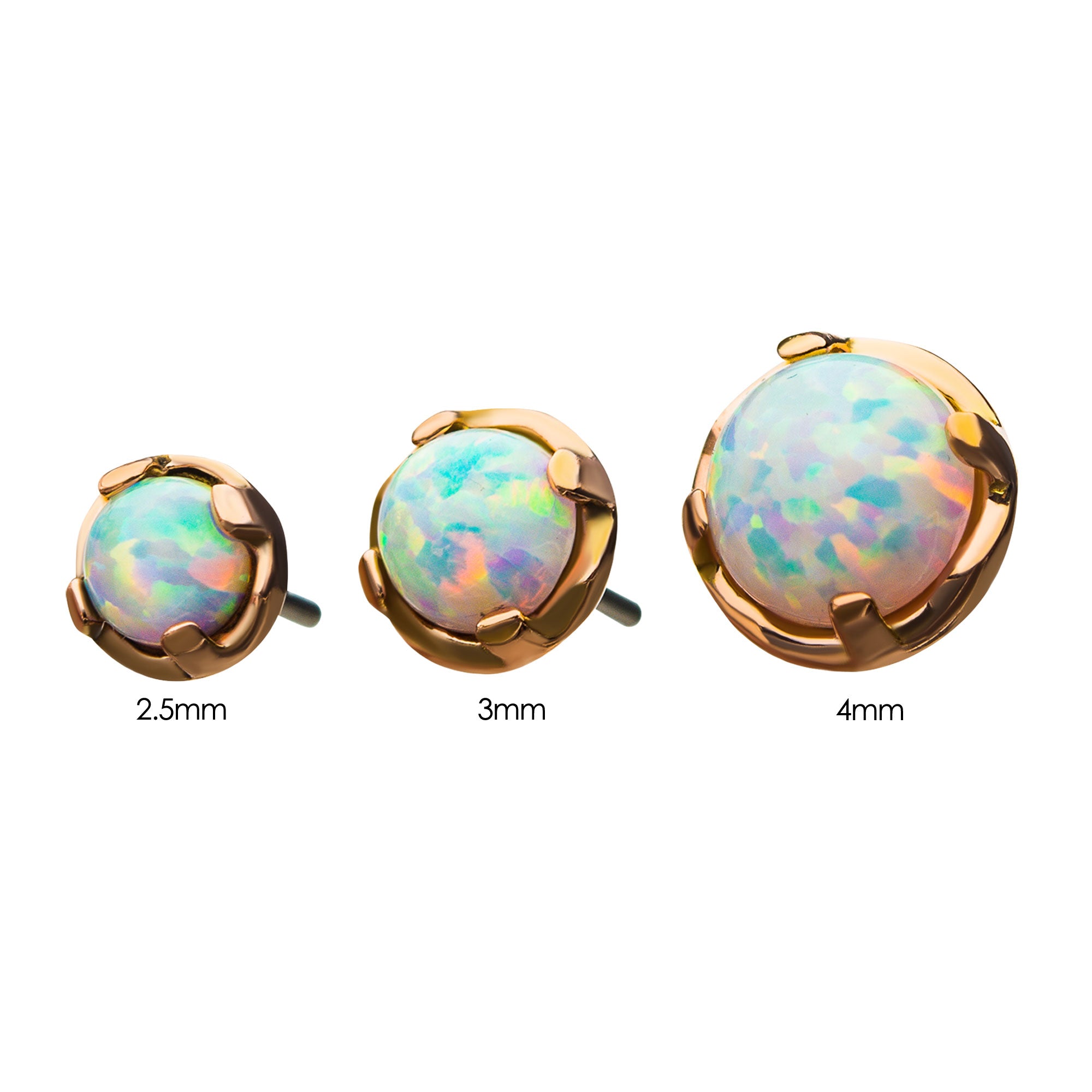 14kt Rose Gold Threadless Prong Set White Opal Top