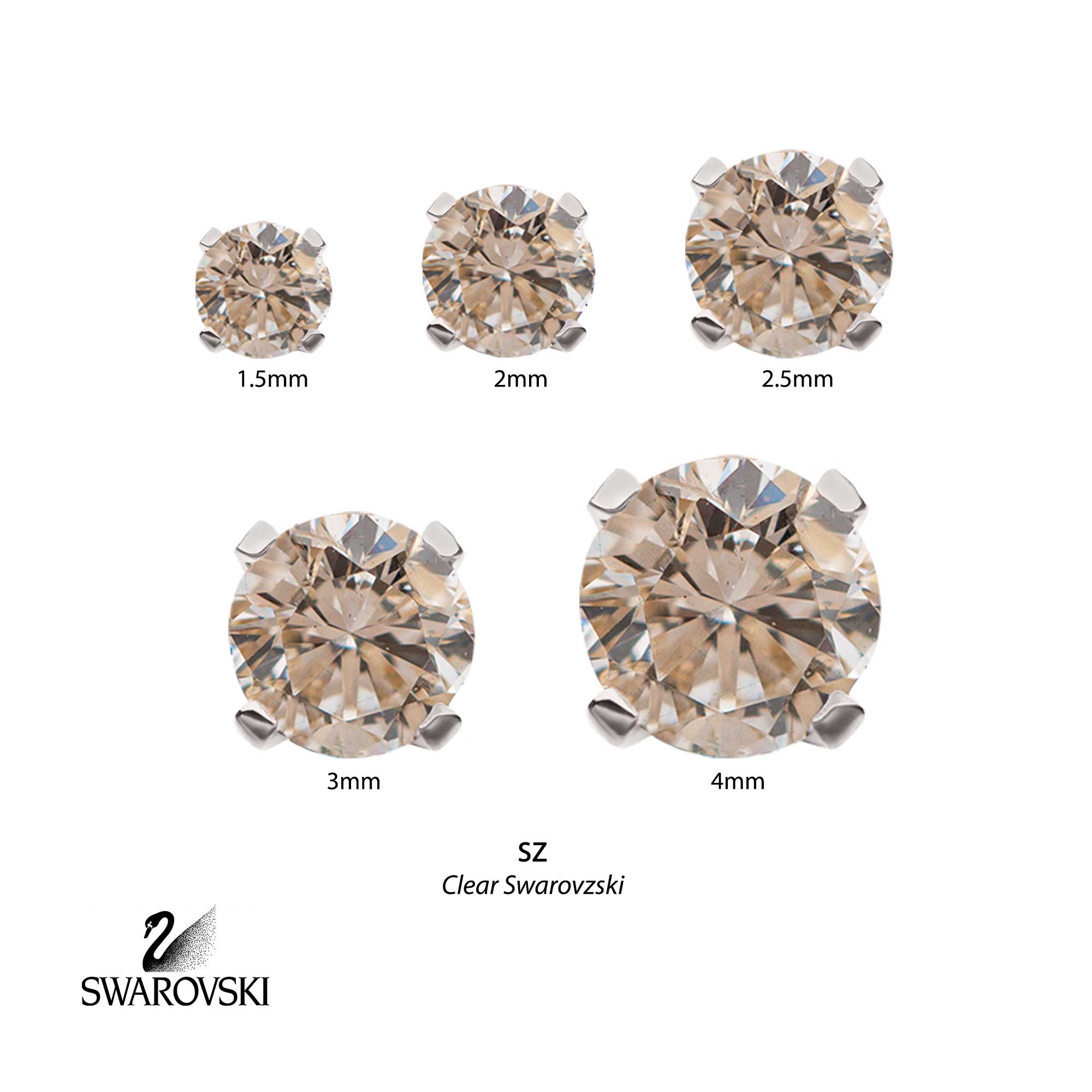 14kt White Gold Threadless Round CZ Top