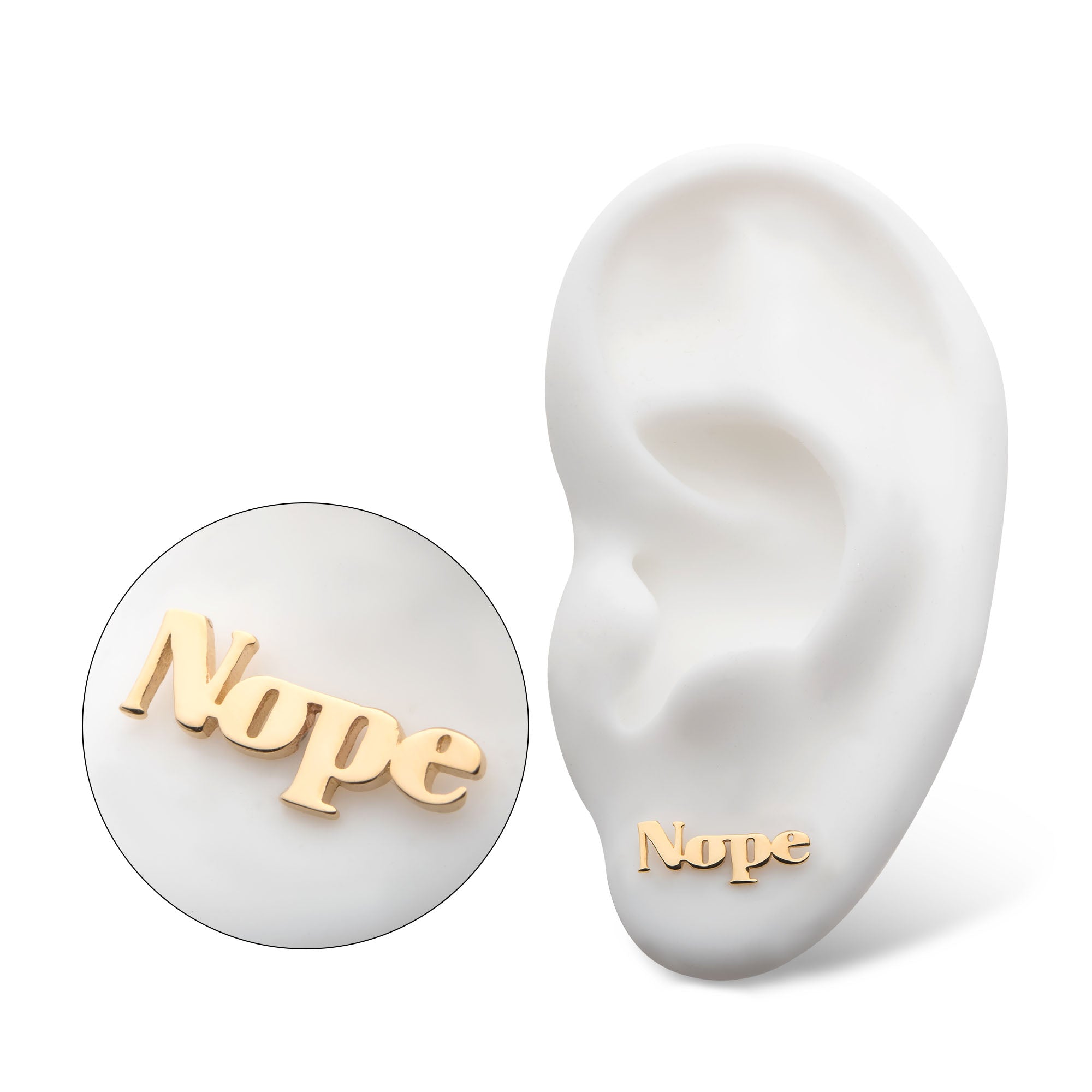 14kt Yellow Gold Threadless "Nope" Top