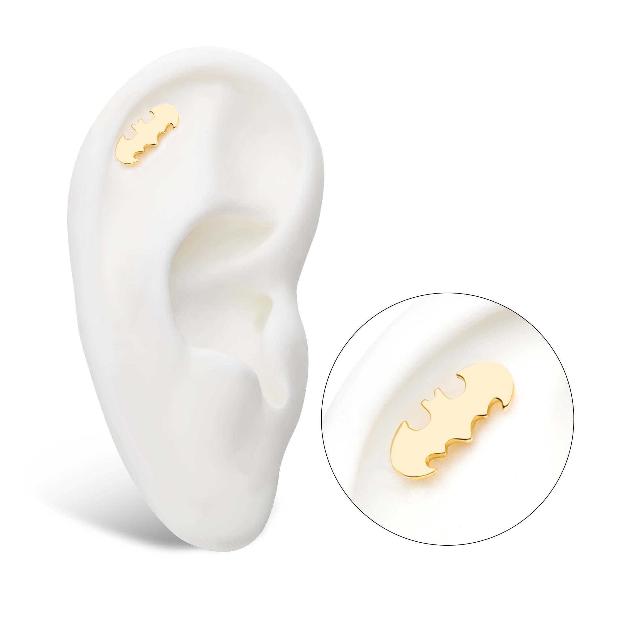 14kt Yellow Gold Threadless Batman Logo Top