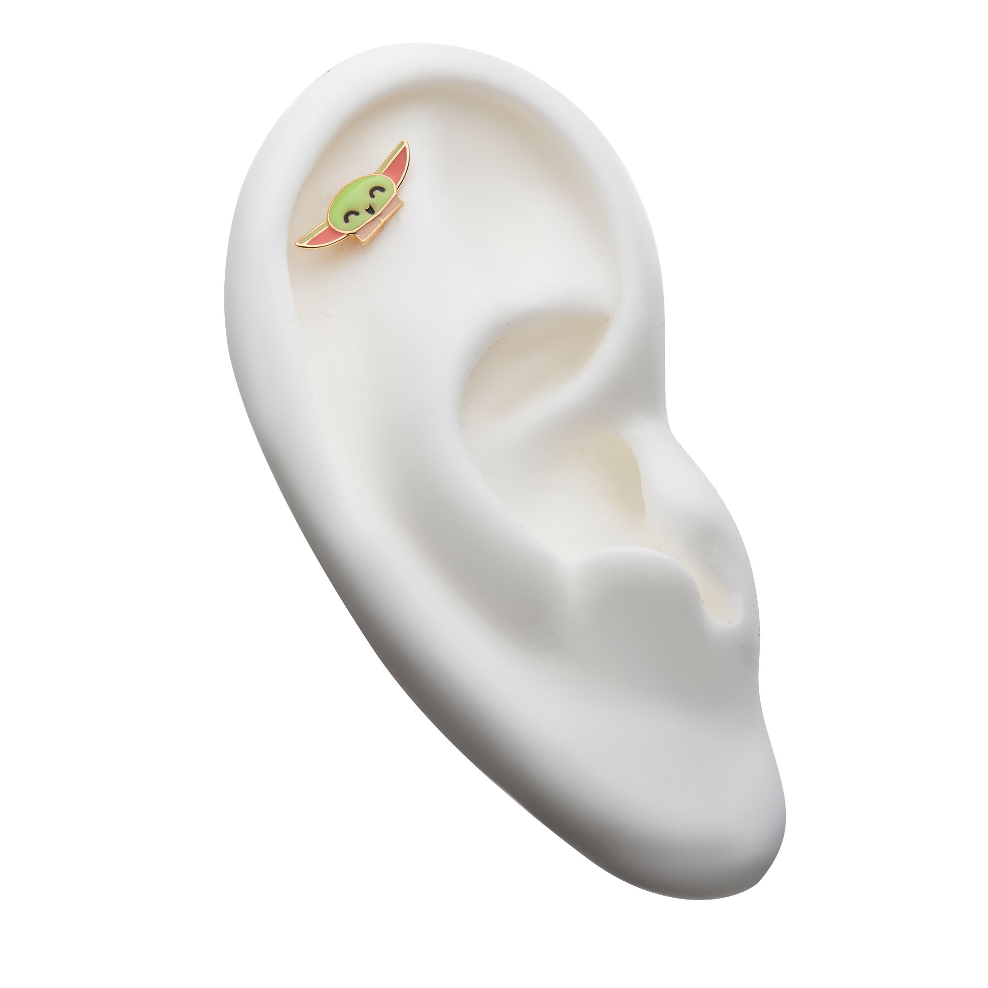 14Kt Gold Threadless with Enamel Star Wars Grogu The Child Top