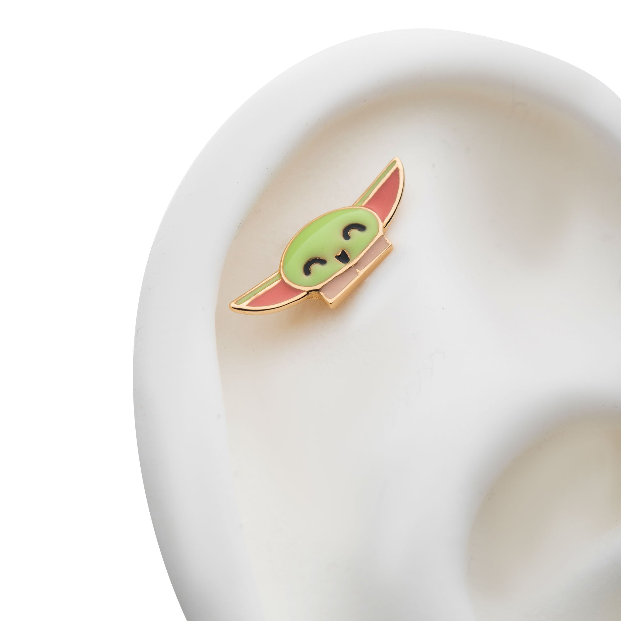 14Kt Gold Threadless with Enamel Star Wars Grogu The Child Top