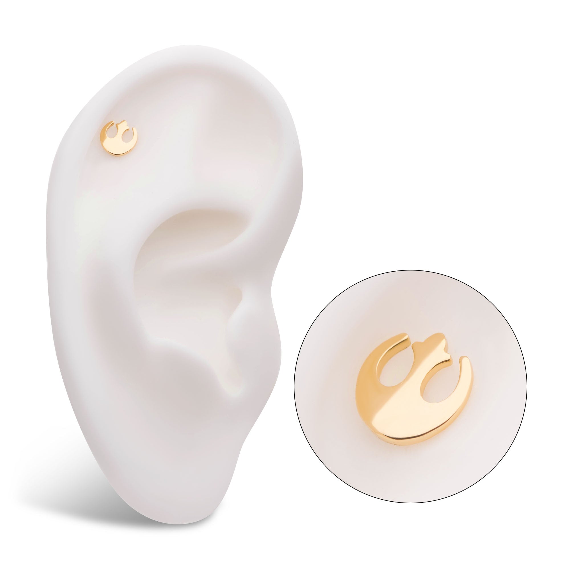 14kt Yellow Gold Threadless Star Wars Rebel Symbol Top