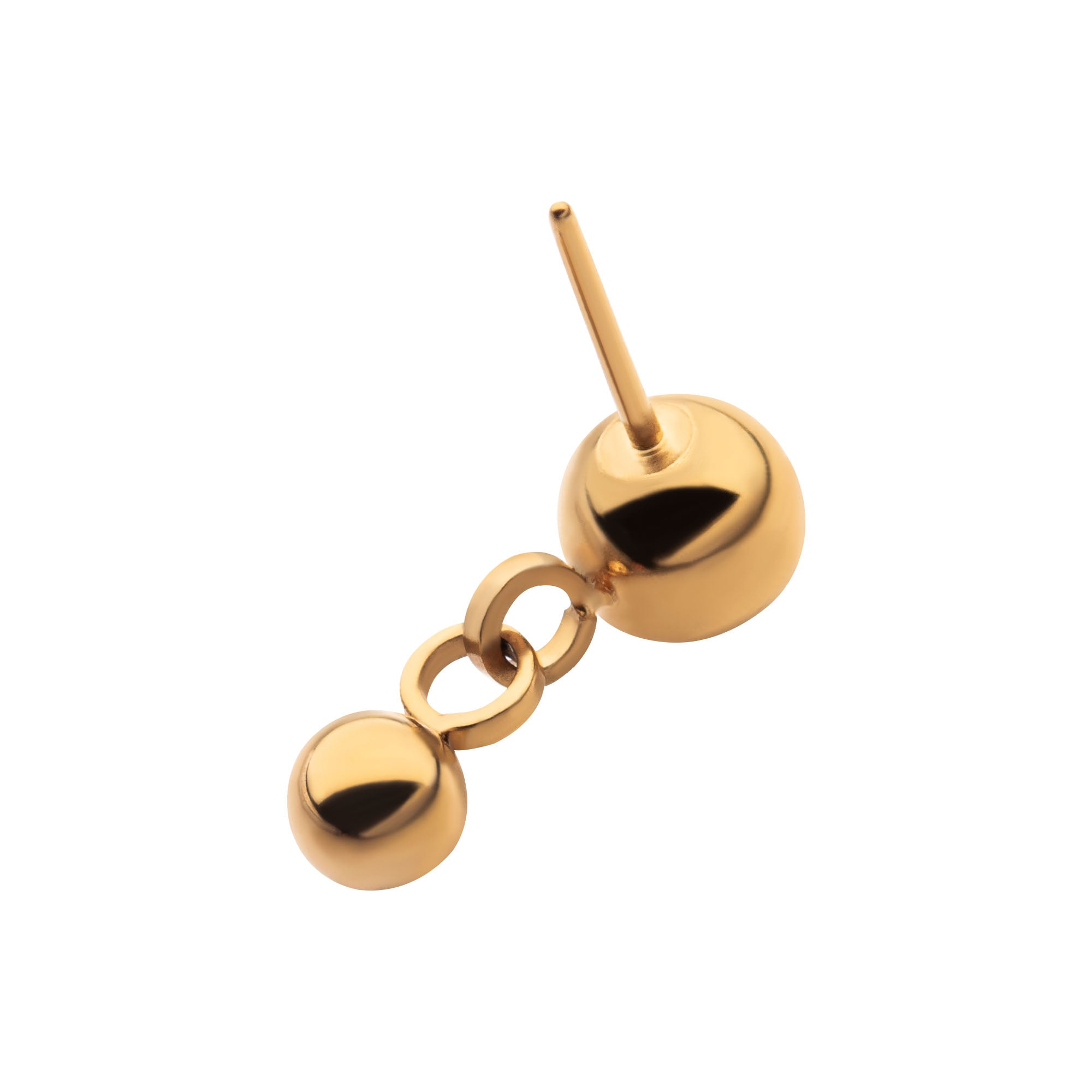 24Kt Gold PVD Titanium Threadless Double Bezel CZ Dangle Top