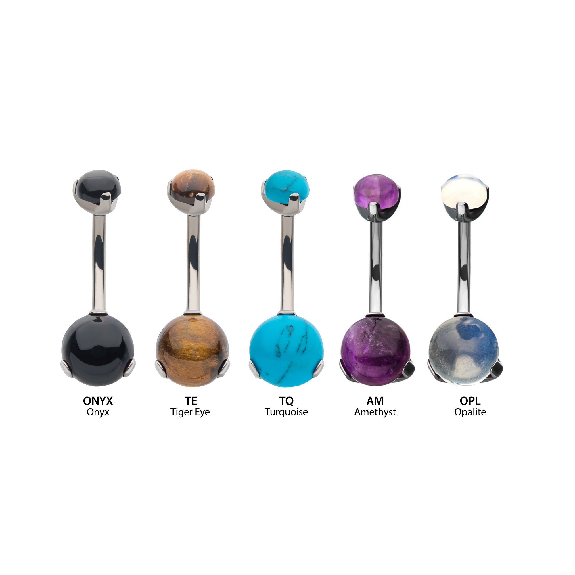 Titanium Internally Threaded with 3-Prong Set Double Stone Fixed Navel