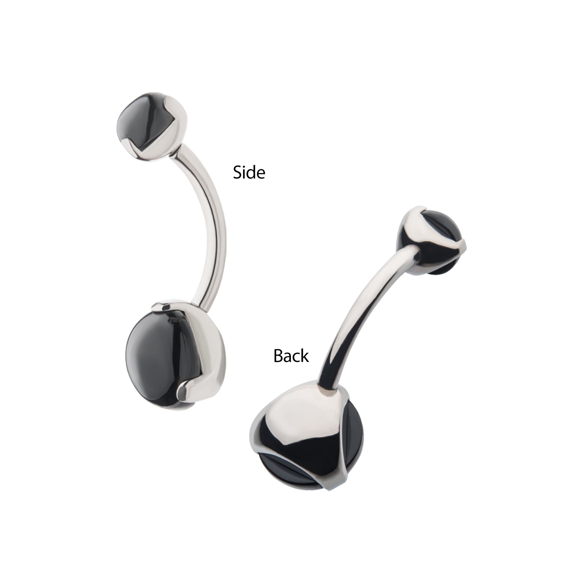 Titanium Internally Threaded with 3-Prong Set Double Stone Fixed Navel