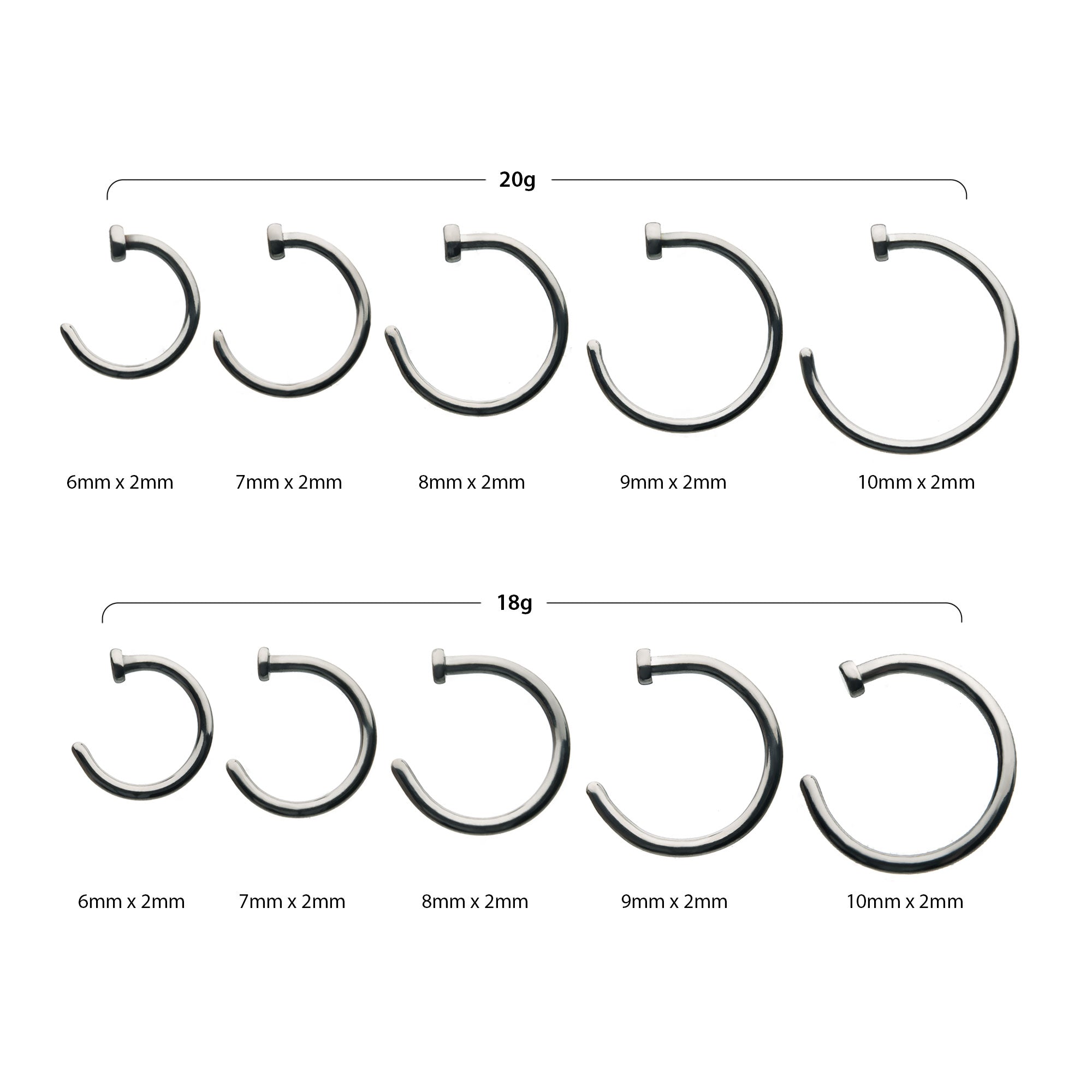 Titanium Flat Back Half Hoop Nose Ring