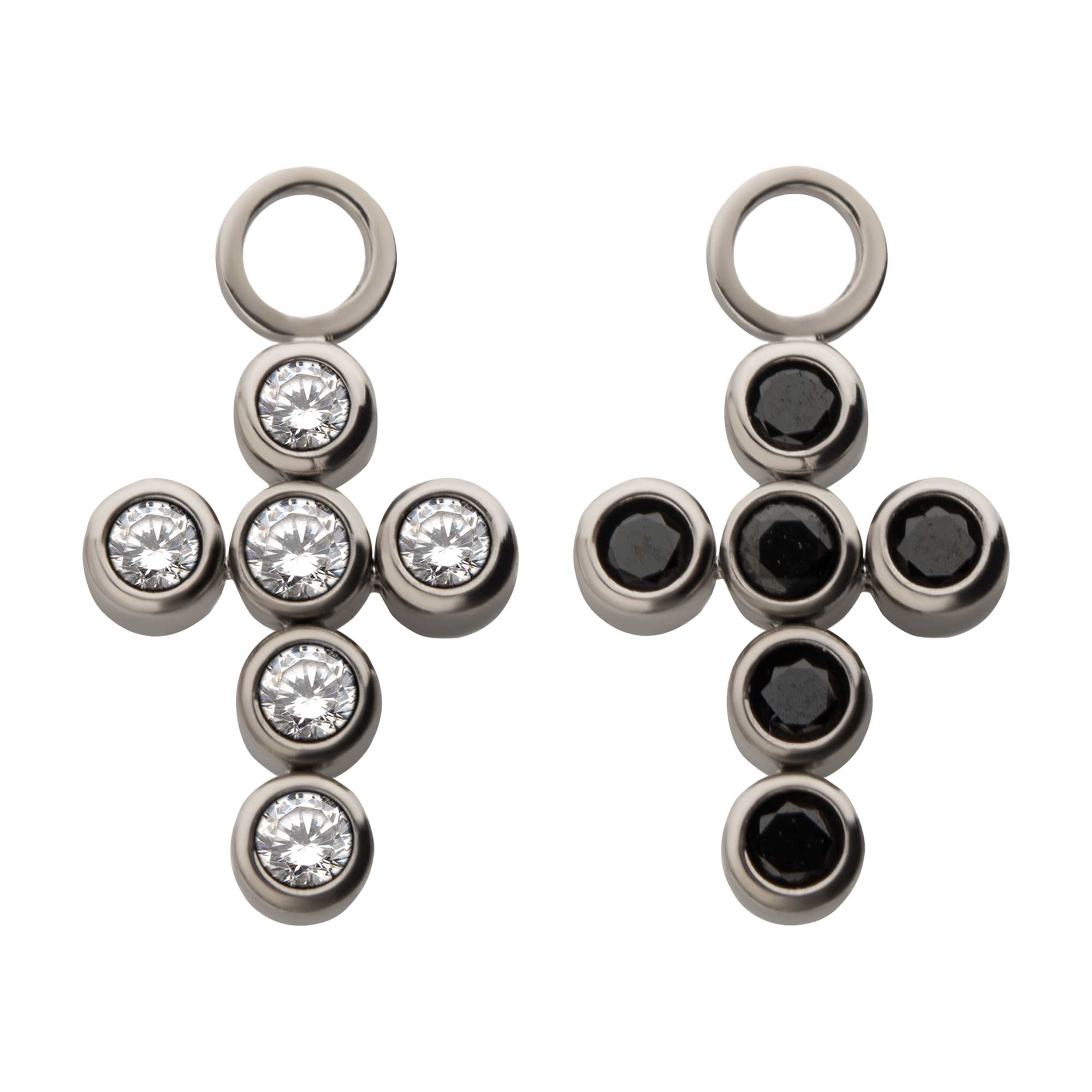 Titanium with Bezel Set CZ Cross Charm