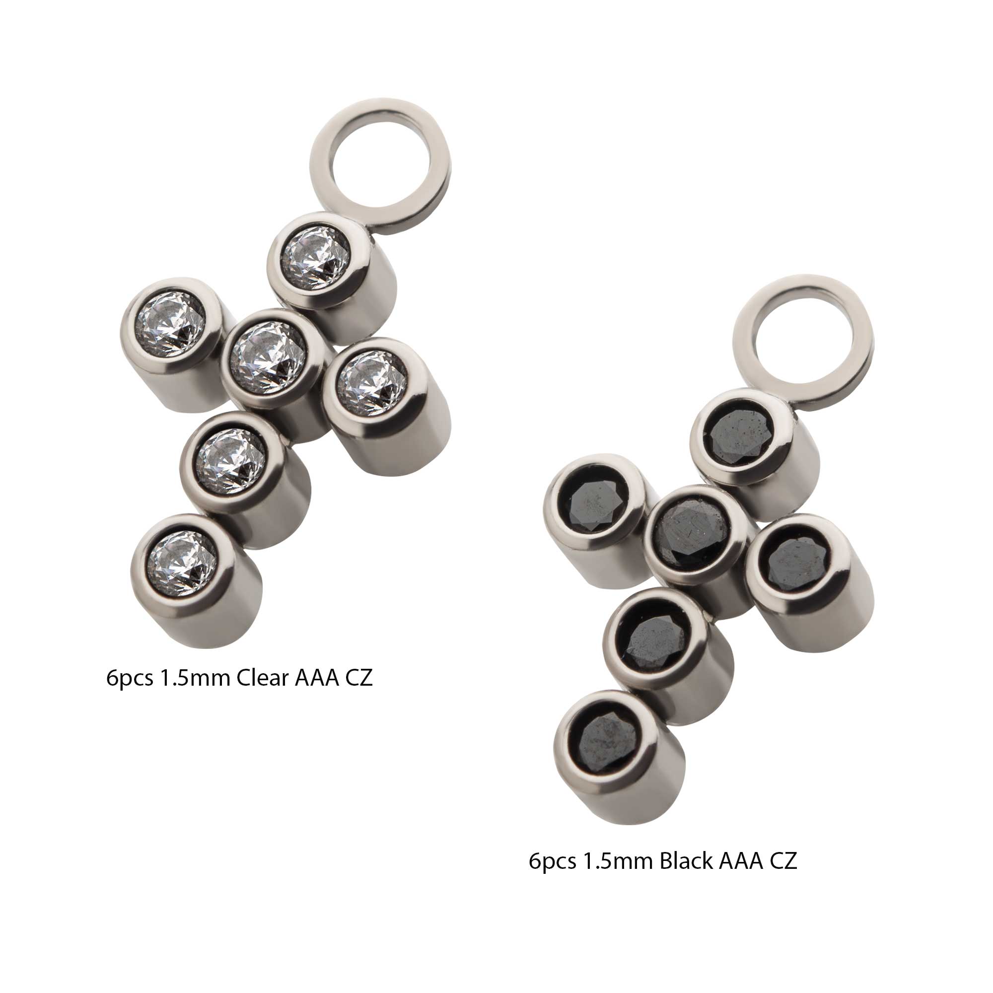 Titanium with Bezel Set CZ Cross Charm