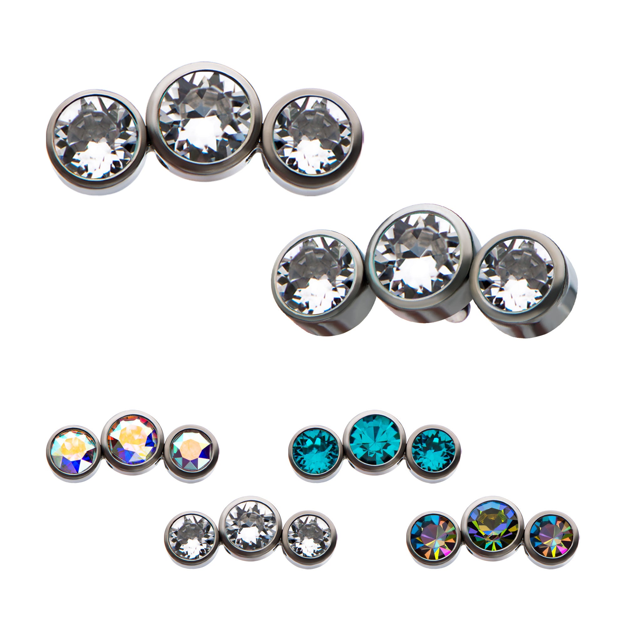 Titanium 3-Swarovski Crystal Threaded Tops