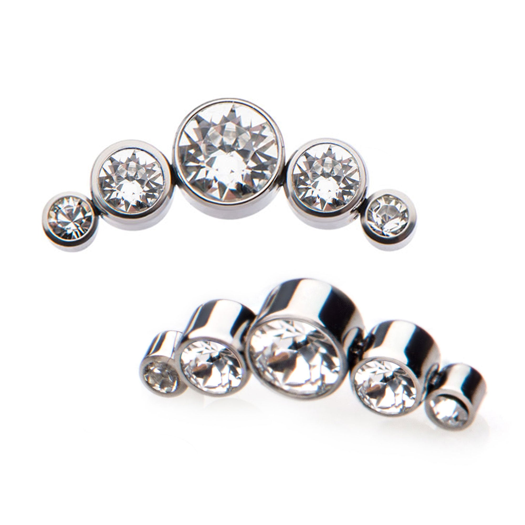Titanium Internally Threaded 5-Swarovski Crystal Cluster Tops