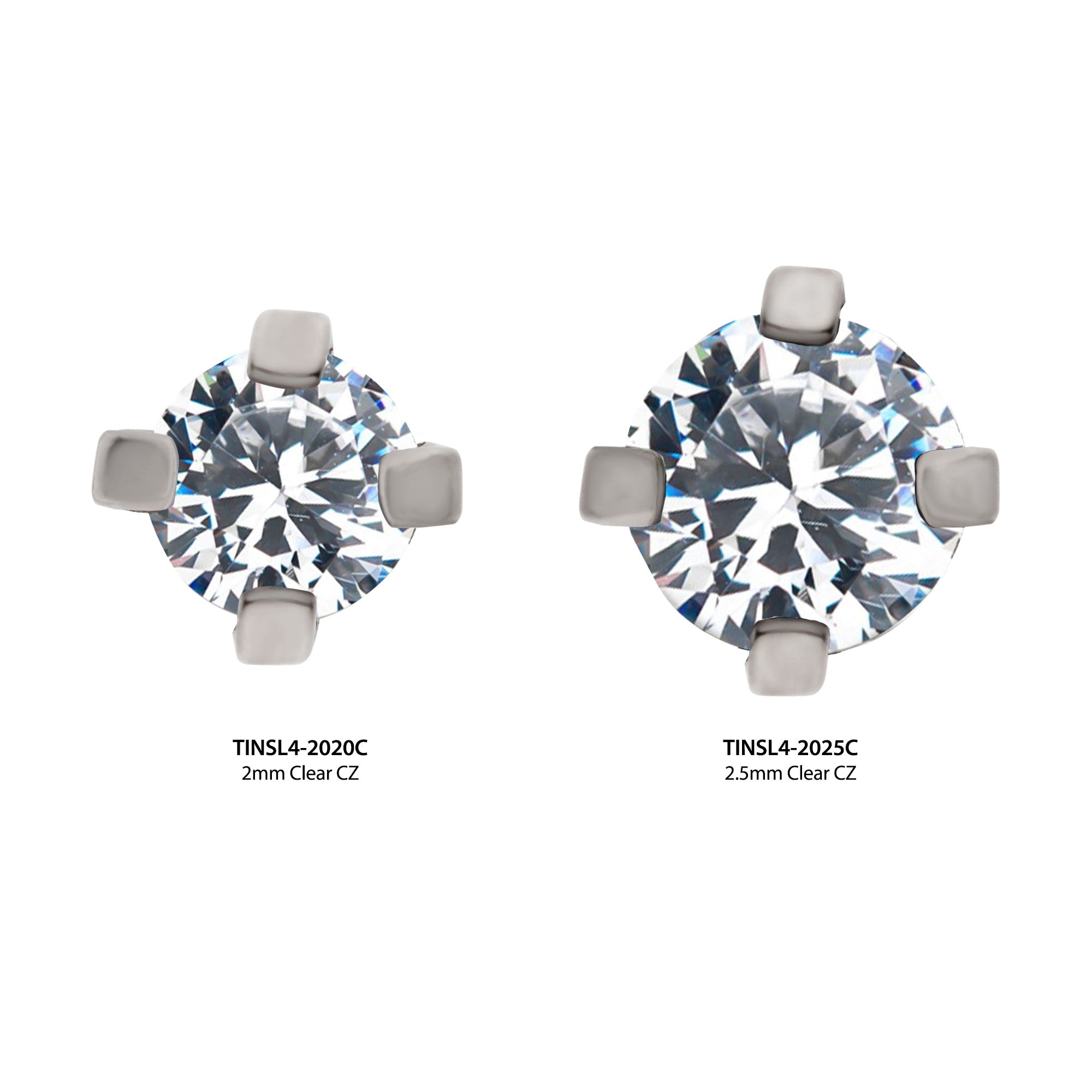 20G Titanium Prong CZ L-Shape Nose Pin