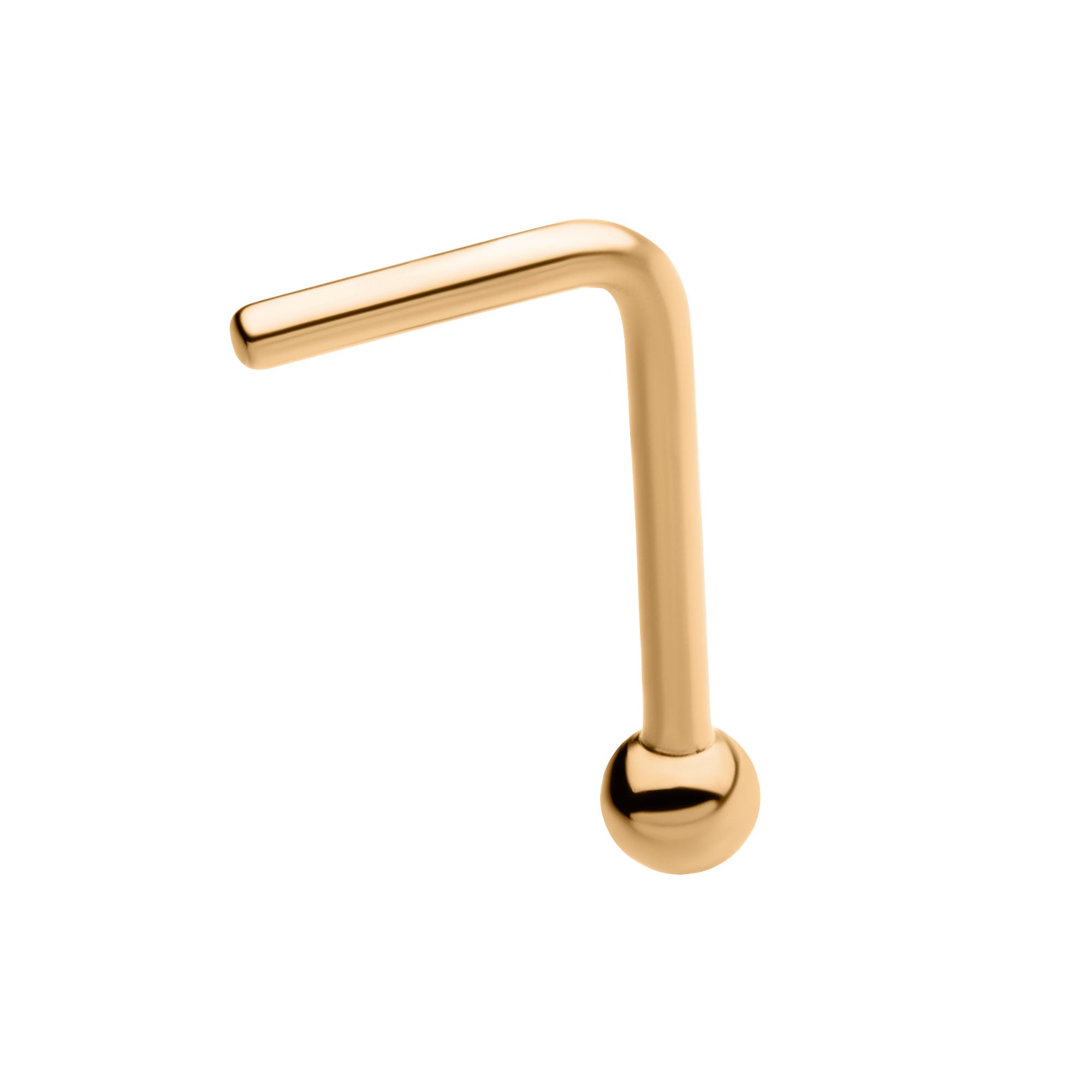 24KT Gold PVD Titanium Ball L-Shape Nose Pin