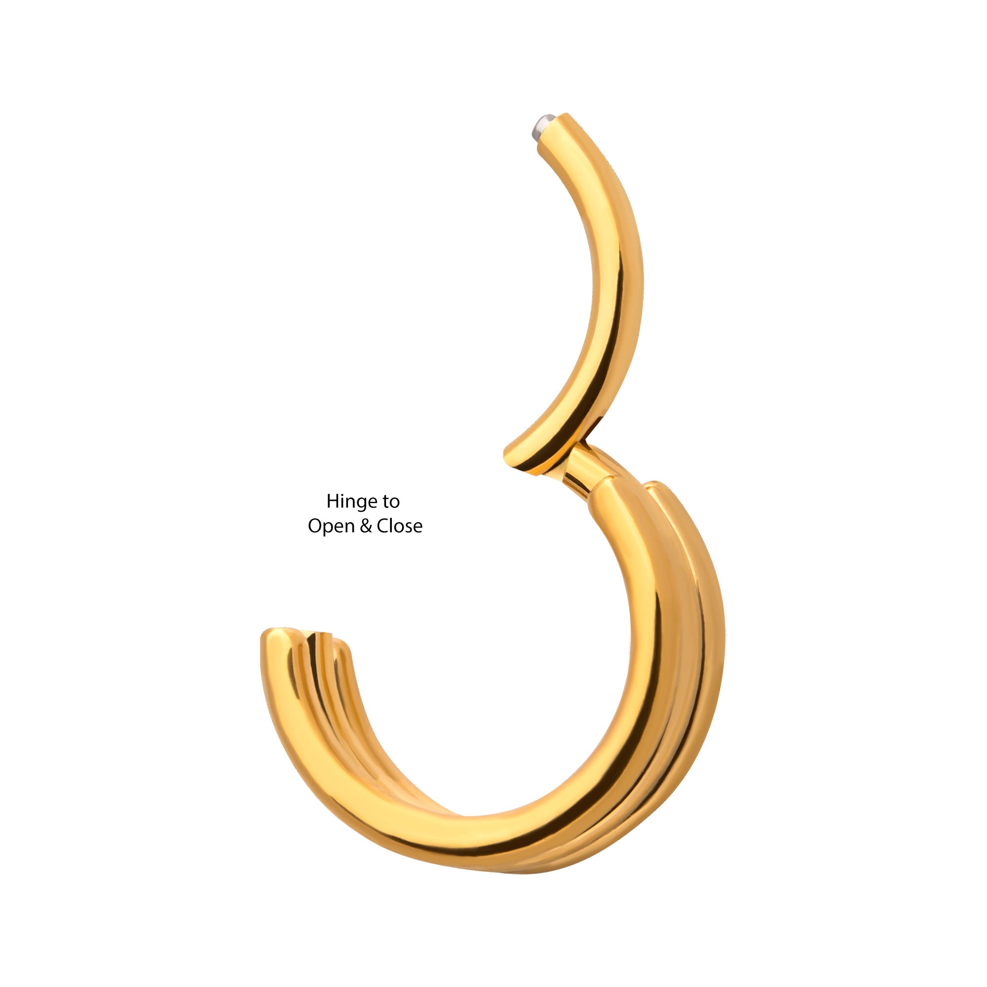 24kt Gold PVD Titanium Triple Stack Side Facing Hinged Segment Clicker