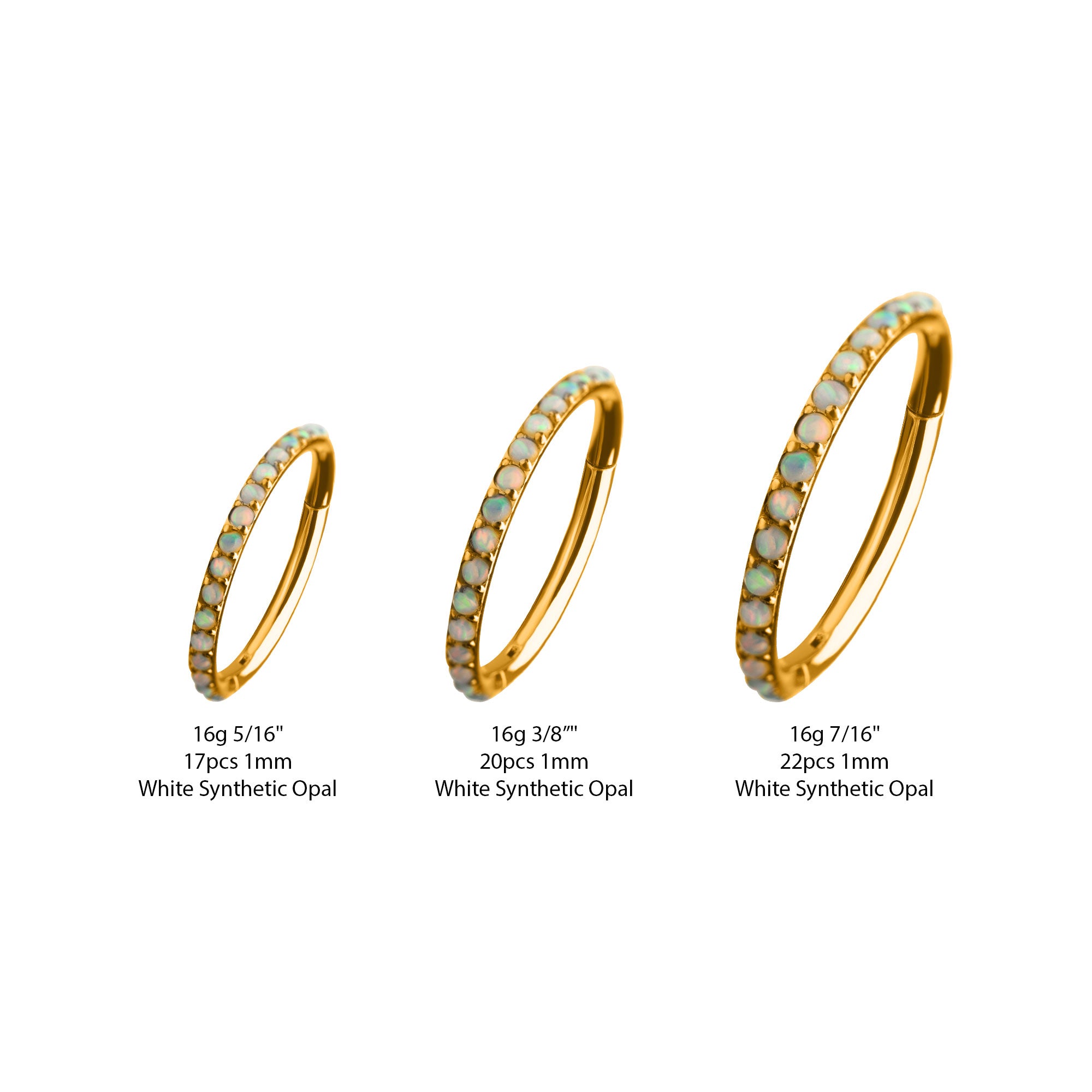 24KT Gold PVD Titanium White Opalite Eternity Side Facing Hinged Segment Ring