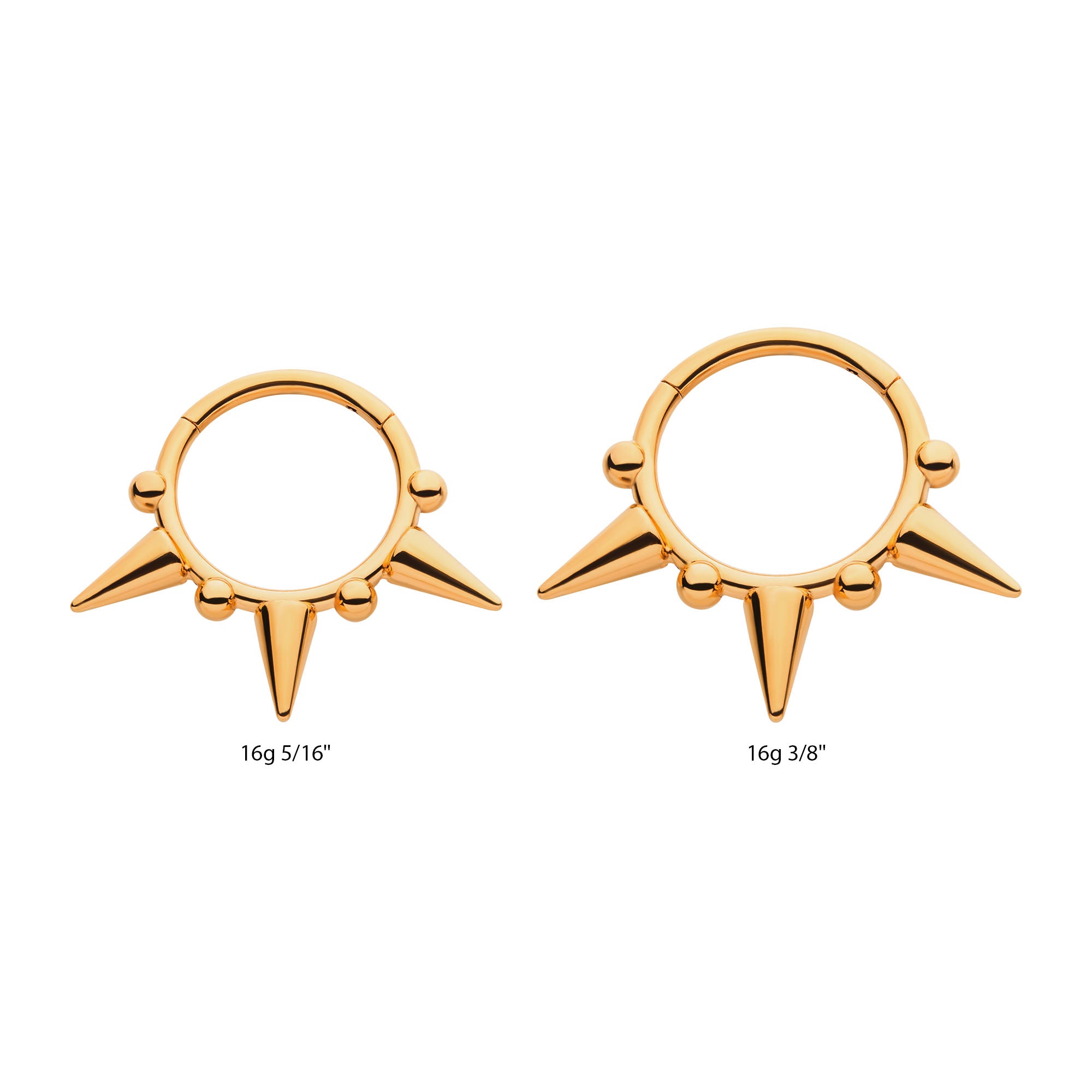 24Kt Gold PVD Titanium Spike Front Facing Hinged Segment Clicker