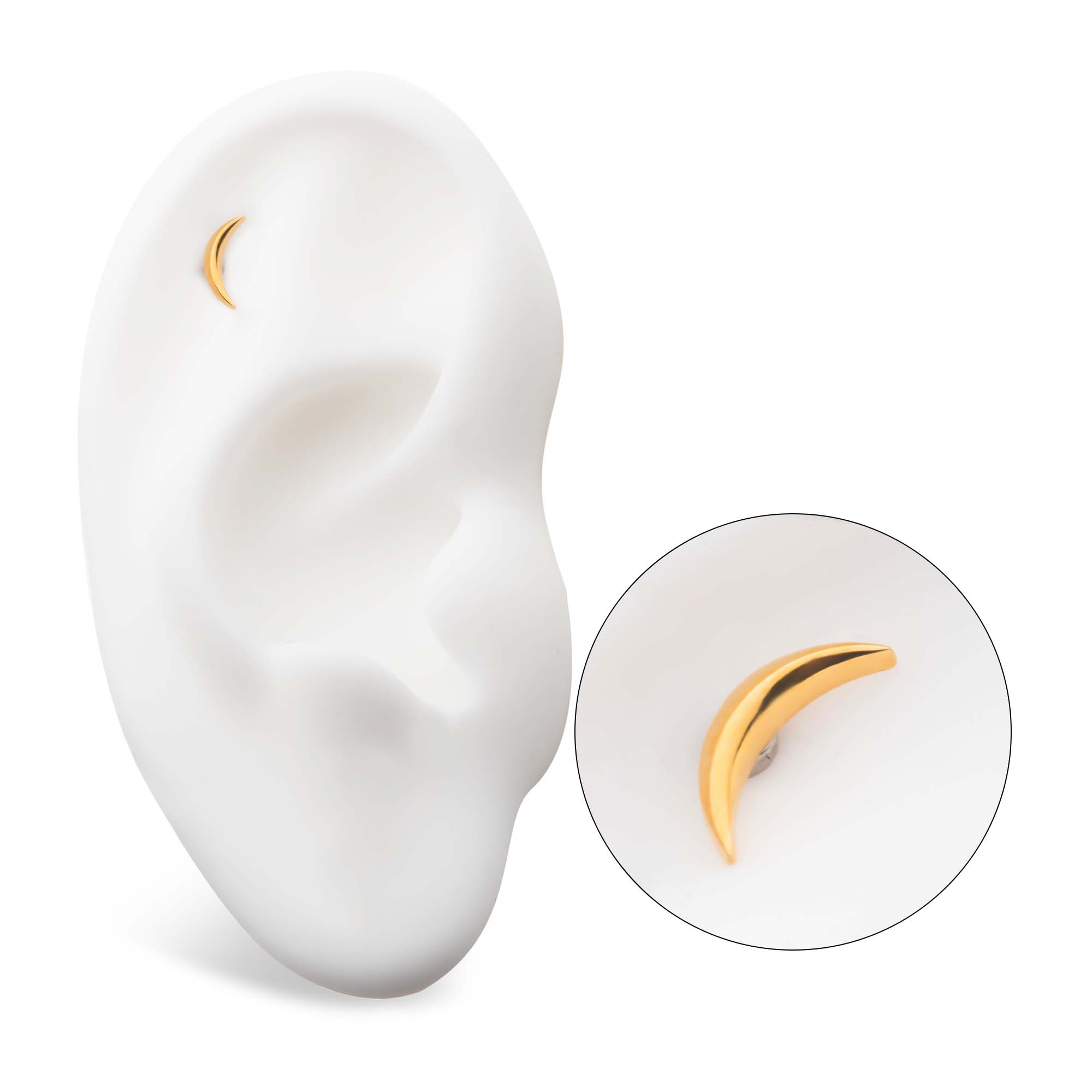 24Kt Gold PVD Titanium Internally Threaded Dome Moon Top