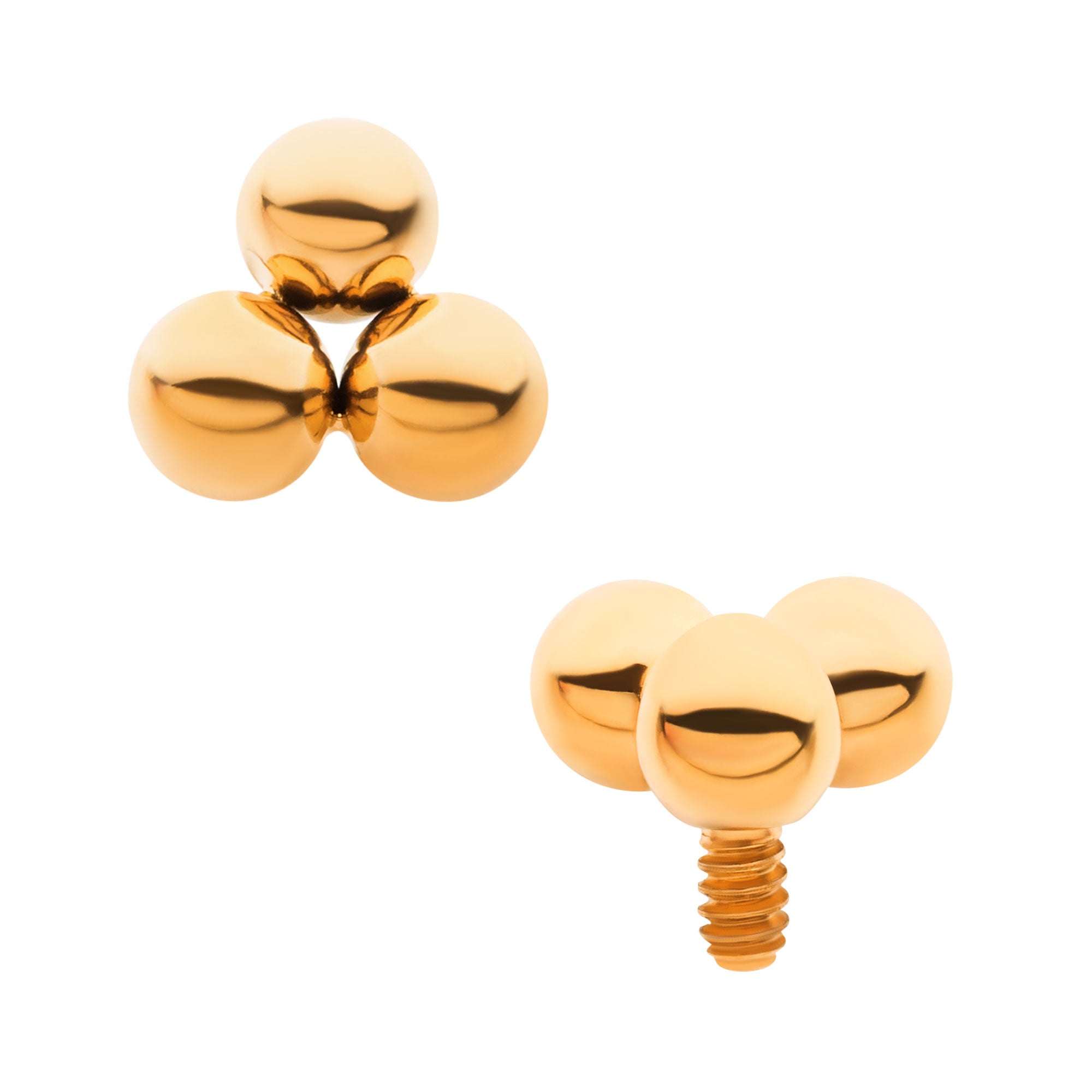 24KT Gold PVD Titanium Internally Threaded with Trinity Ball Top