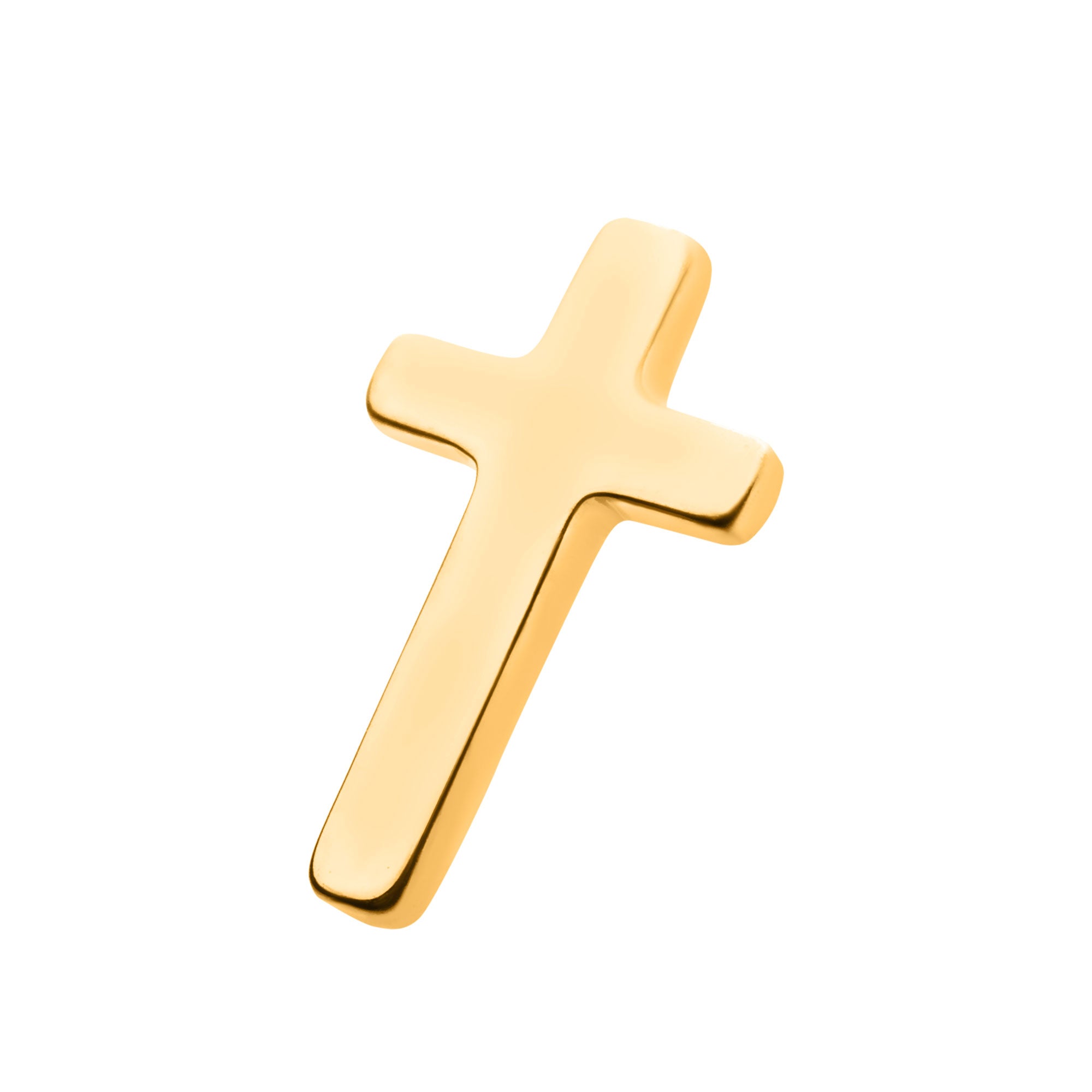 24KT Gold PVD Titanium Internally Threaded with Cross Top