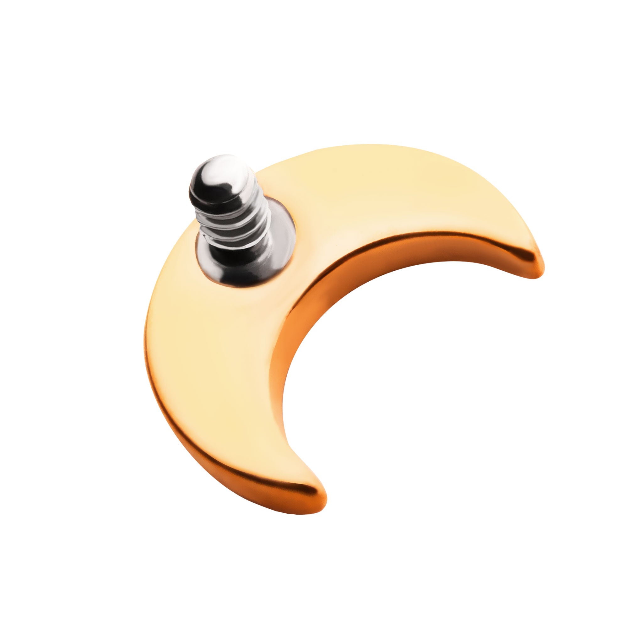 24KT Gold PVD Titanium Internally Threaded with Crescent Moon Top